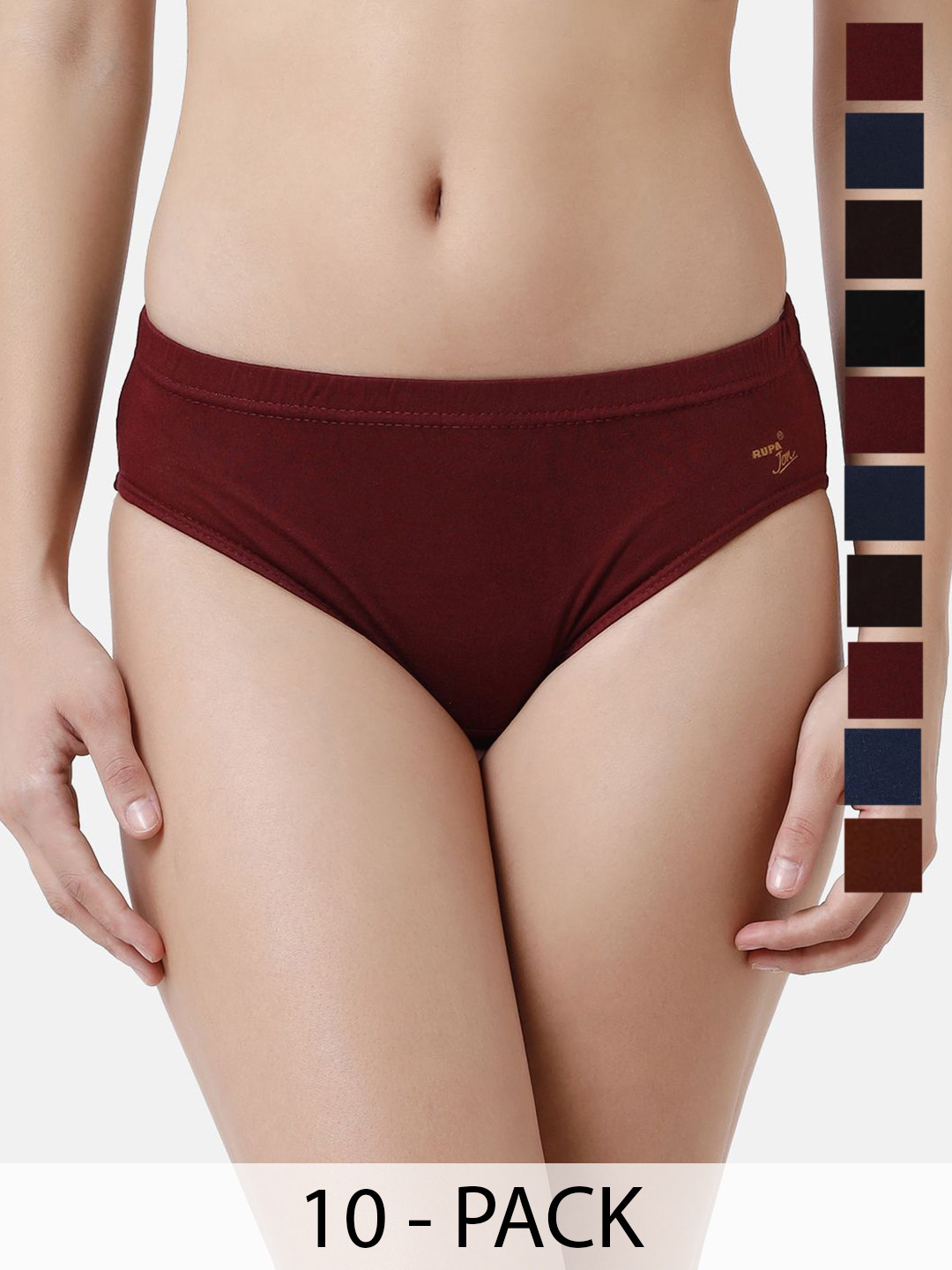 Rupa Jon Pack Of 11 Pure Combed Cotton Assorted Basic Briefs Rupa-Jon-Aishwarya-plain-11