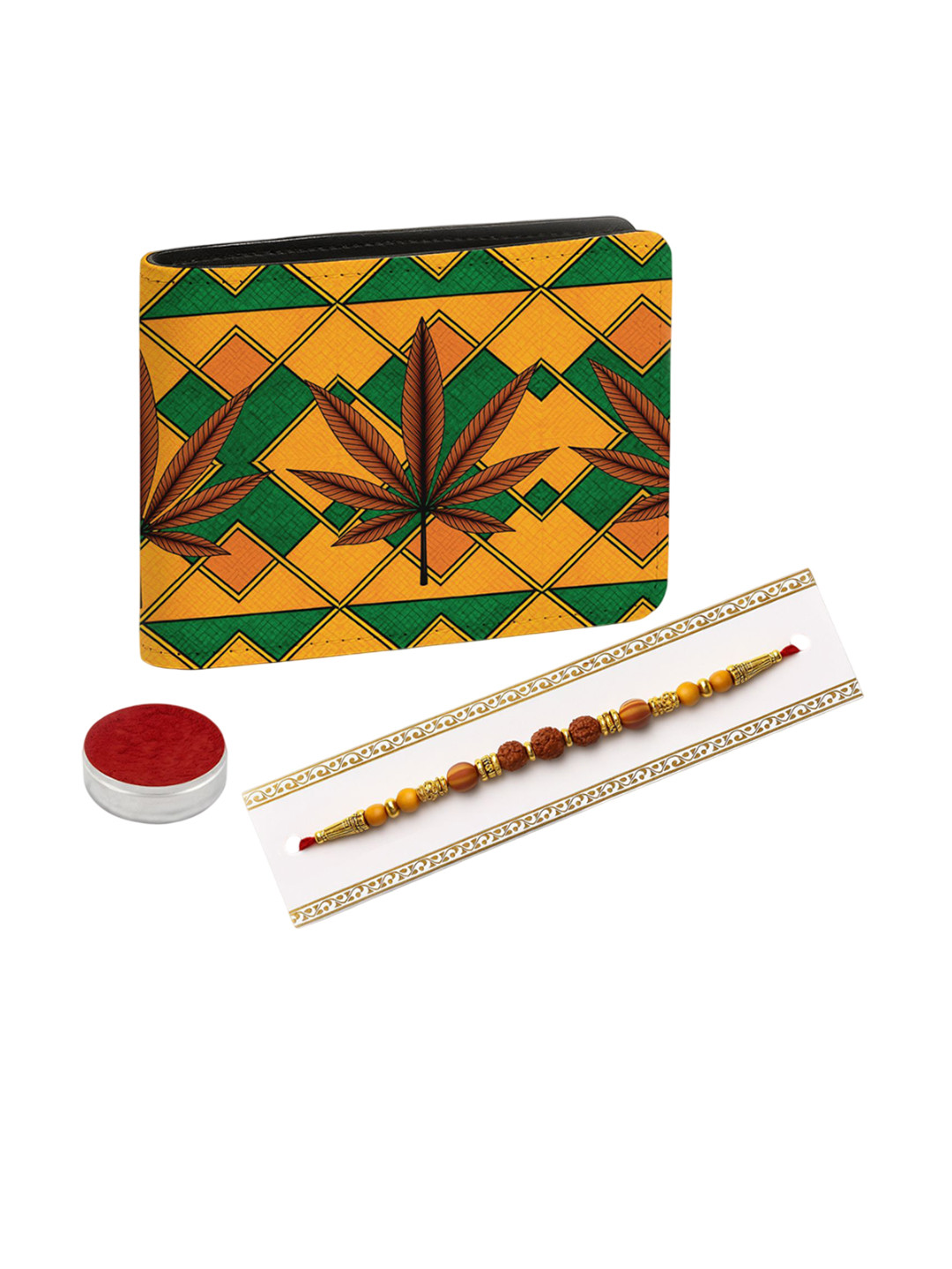Kalankit Bi-Fold Men Wallet With Rakhi and Tilak Set