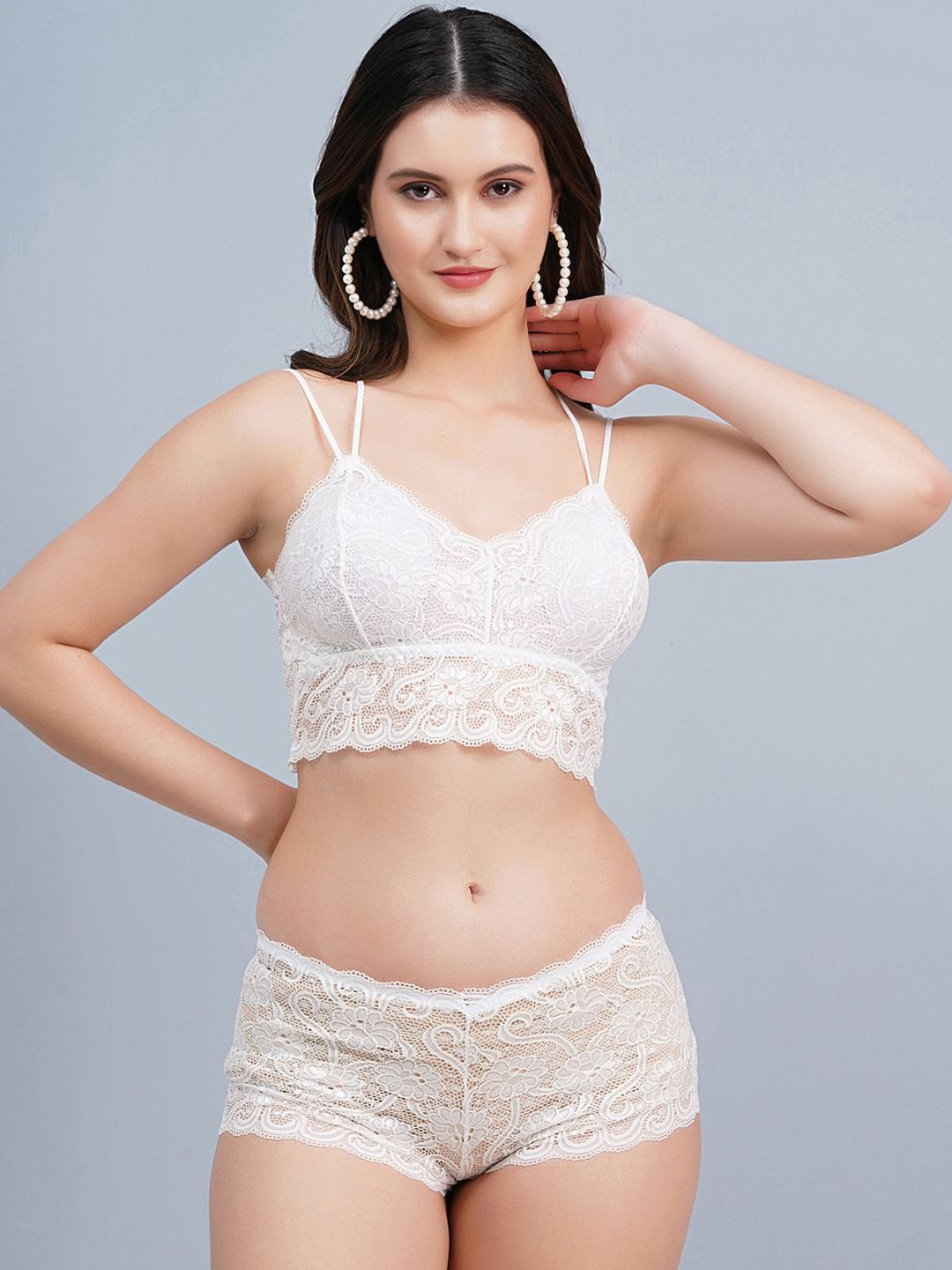 Fleurt Self Designed Lightly Padded Lingerie Set HOB-L.Set Padded-WH