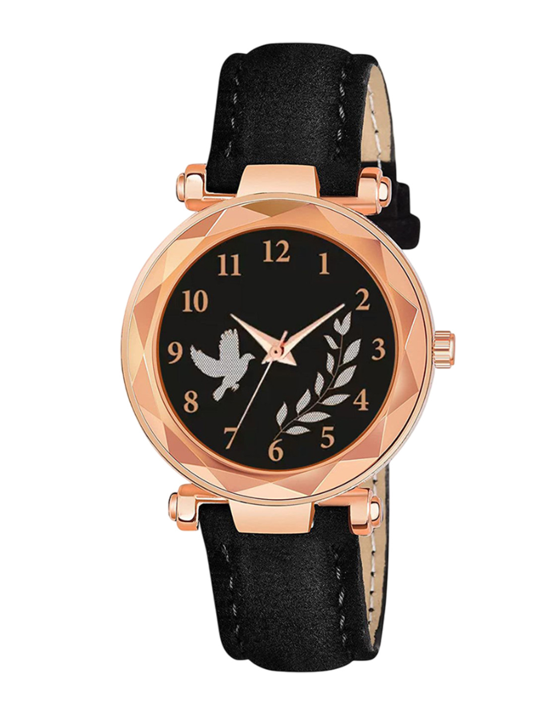 CSAMON Women Printed Leather Textured Straps Analogue Watch GR379RG BIRD BLK Vel L