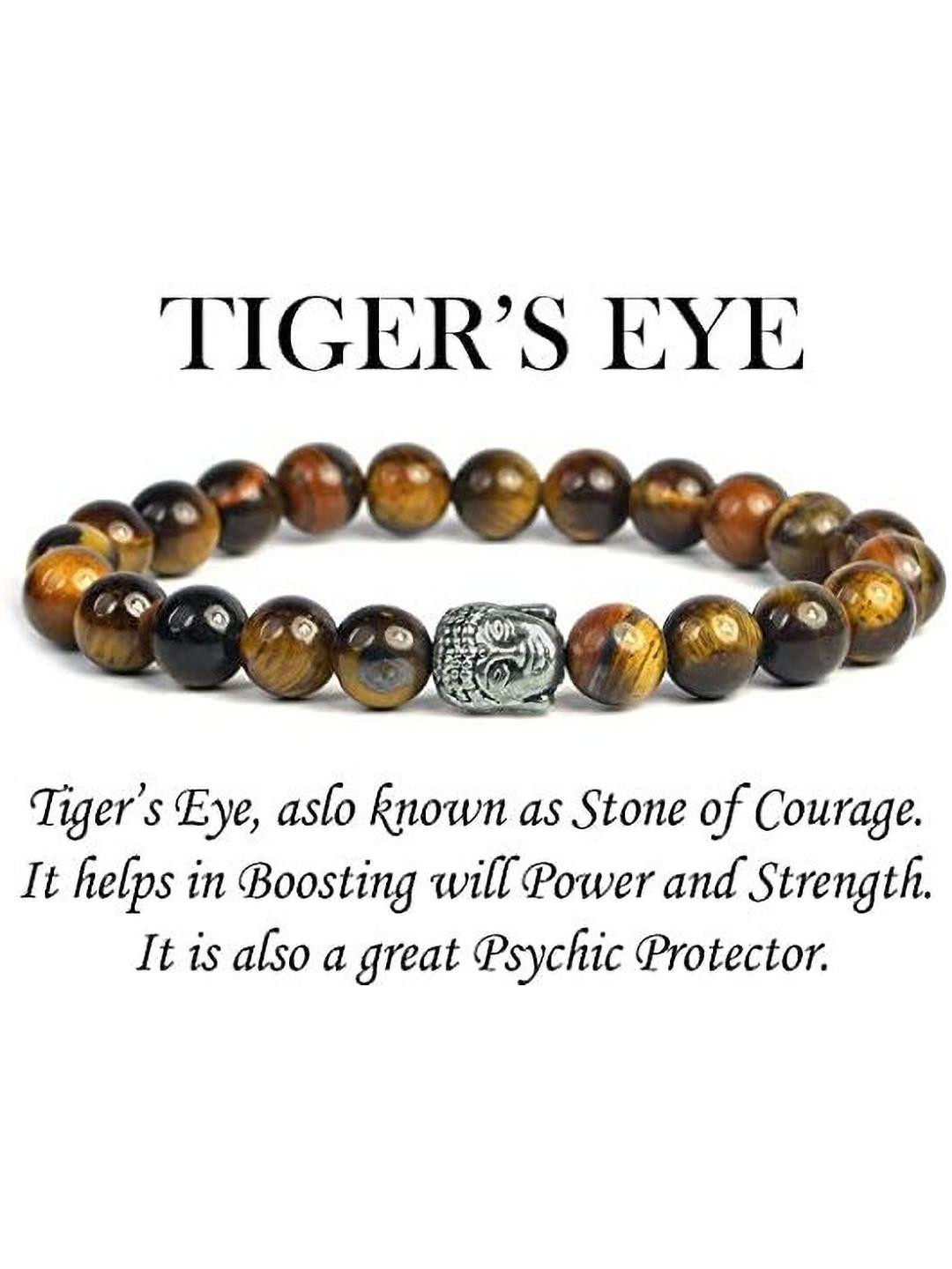 VIBESLE Adults Brown Tiger-Eye Crystal Bracelet