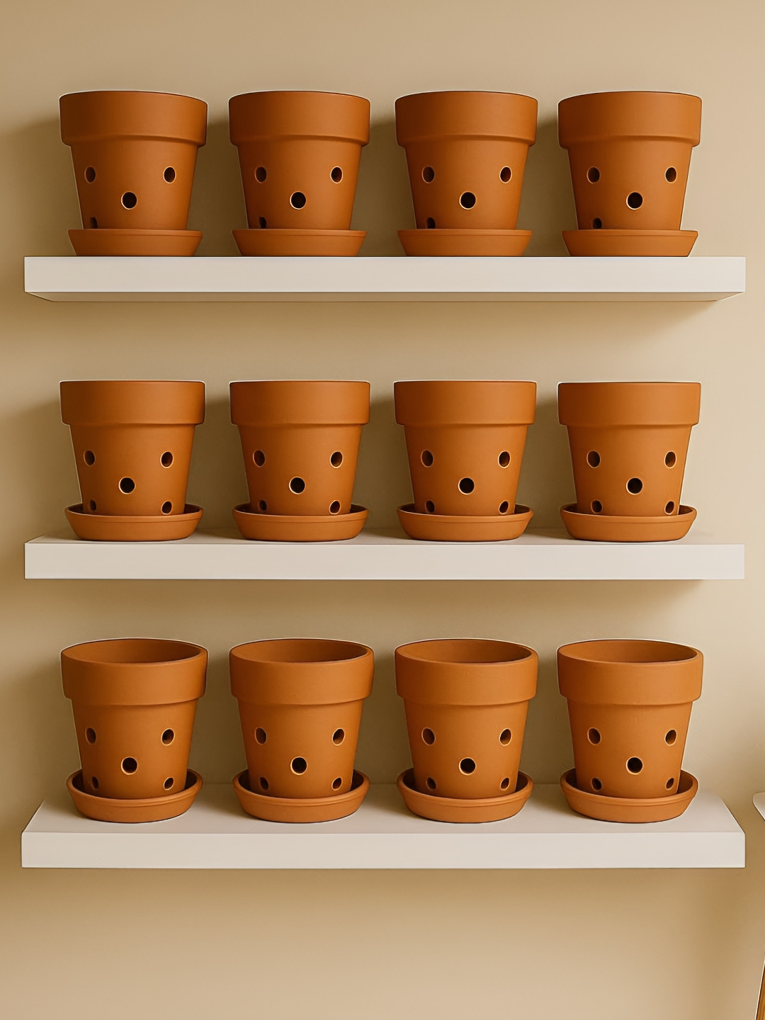 The handicraftian Gamala Orchid 12 Pieces Orange Terracotta Small Planters