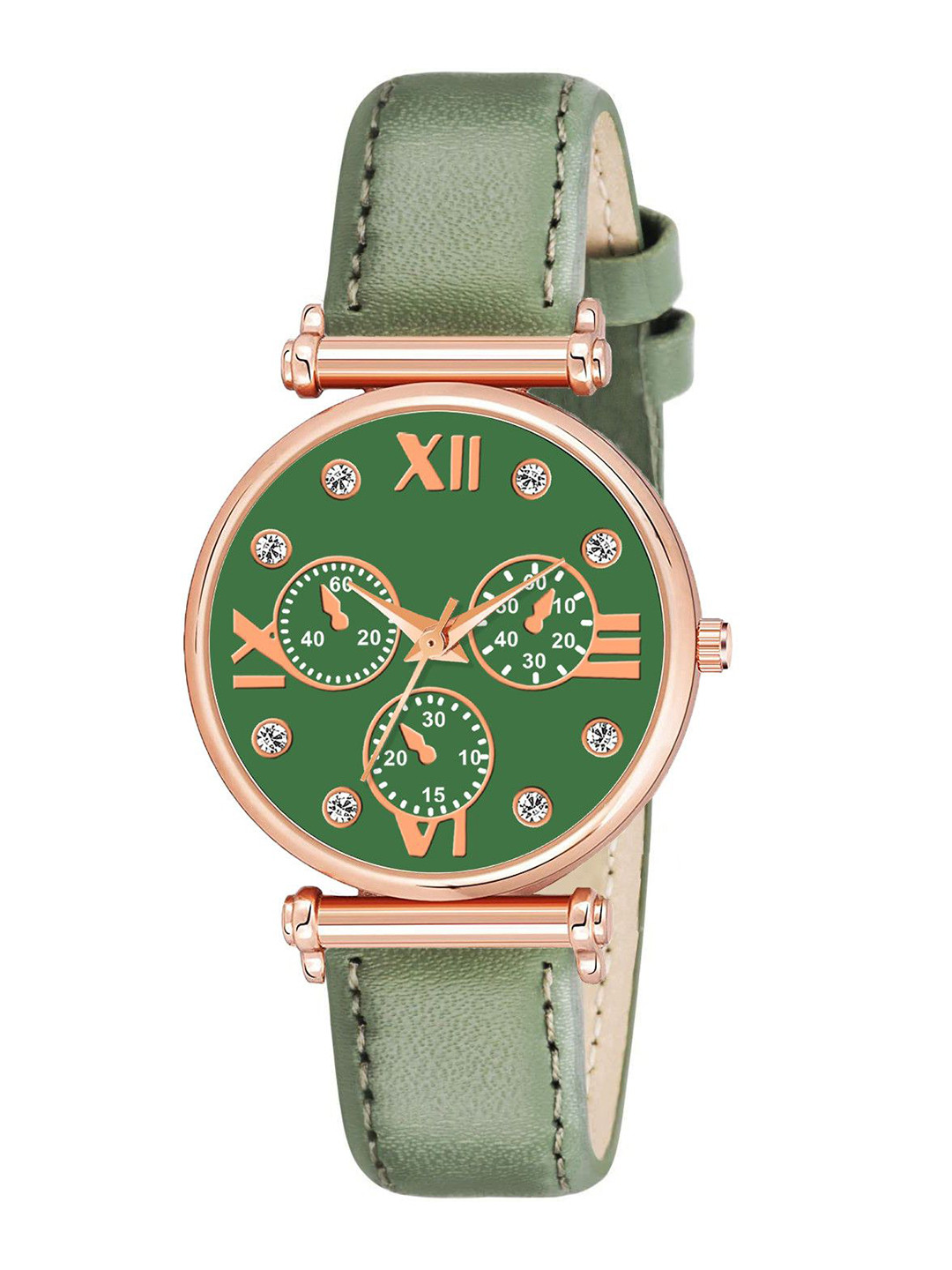 Gopal Shopcart Unisex Round Dial & Leather Straps Analogue Watch C34RG GRE Mina Leather