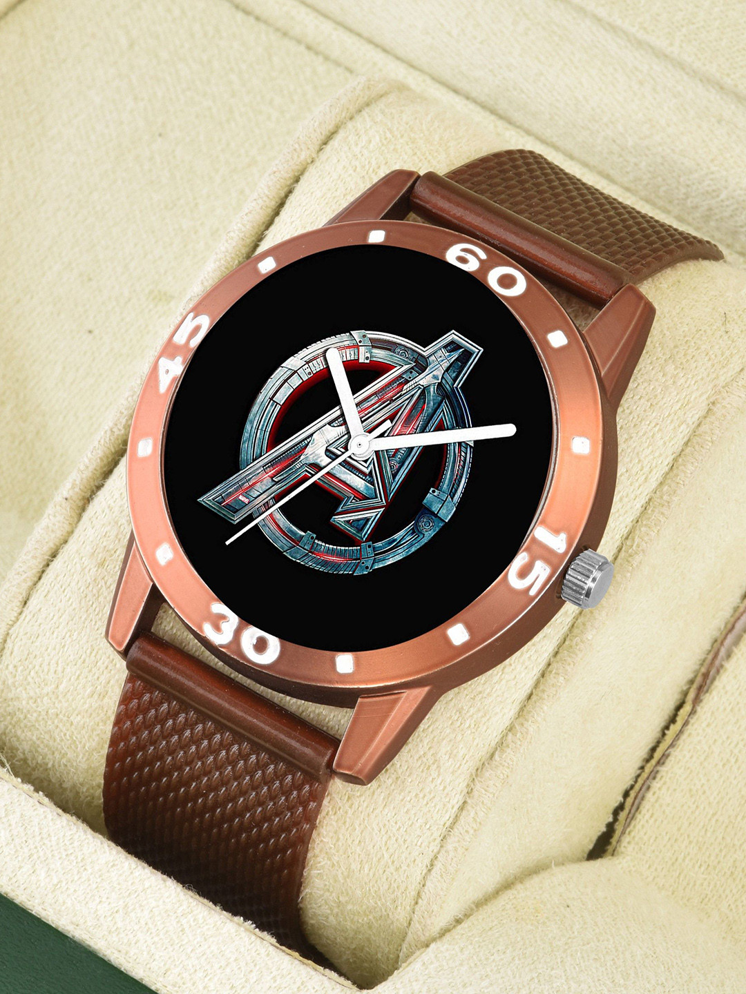 Gopal Shopcart Unisex Printed Dial Analogue Watch avengers Brown Aeviyo Black dial
