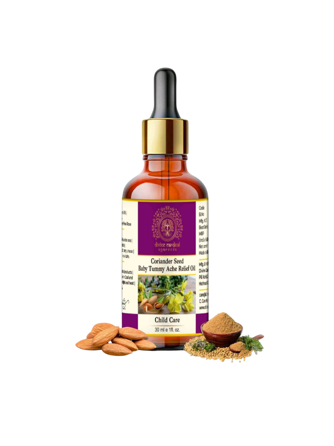 Divine cardinal Coriander Seed Baby Tummy Ache Relief Oil - 30 ml
