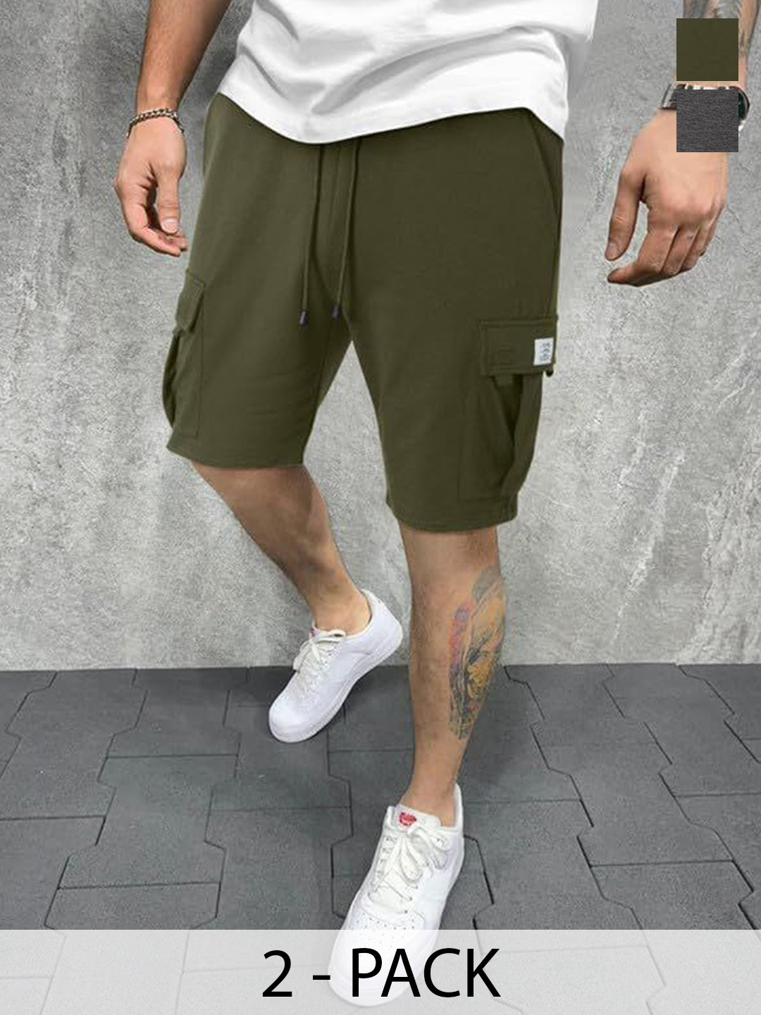Q-rious Men Pack Of 2 High-Rise Cargo Shorts