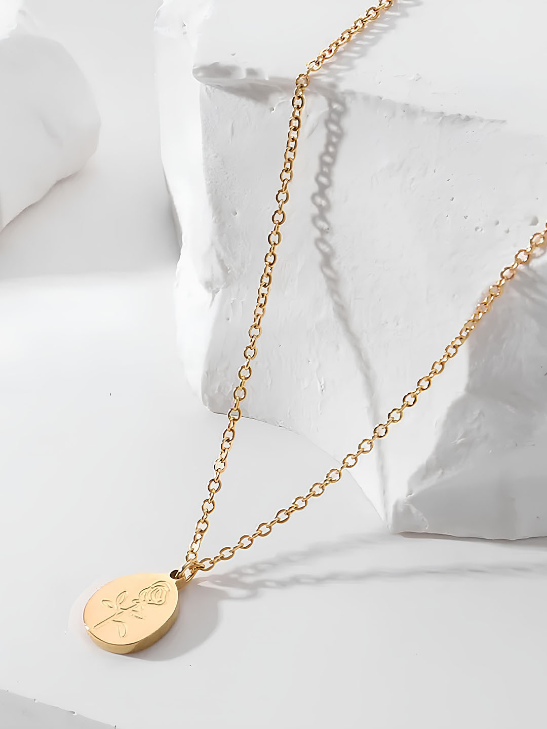 KARISHMA KREATIONS 14K Gold-Plated Stainless Steel Oval Pendant with Chain