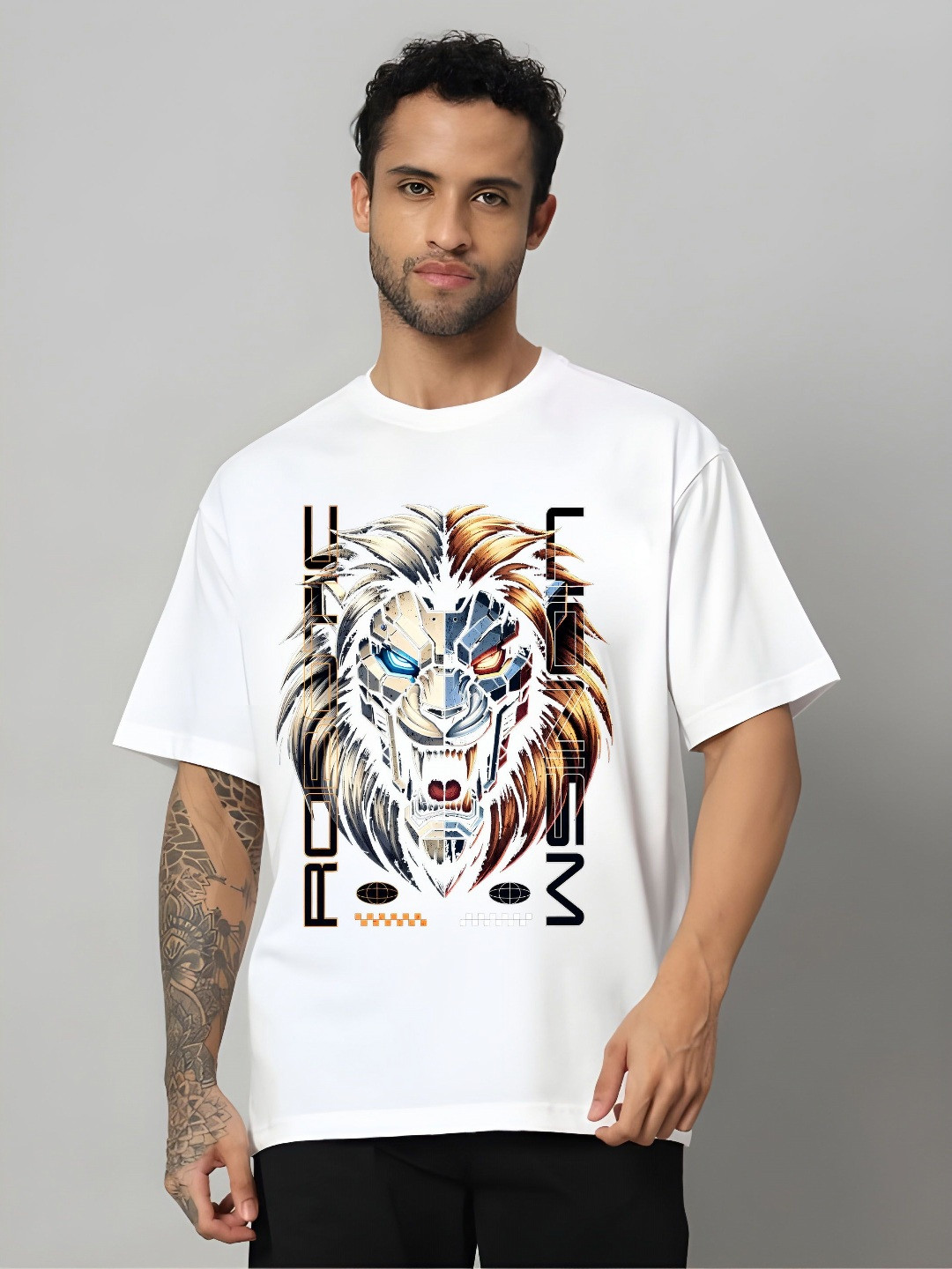 KAIDO Graphic Printed Round Neck Oversized Cotton T-shirt