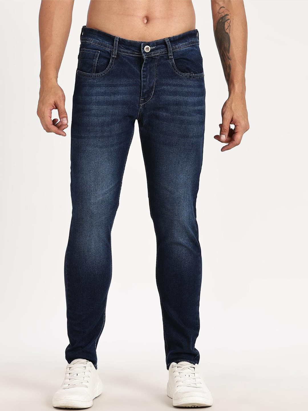 COLOR HUNT Men Comfort Regular Fit Mid-Rise Clean Look Light Fade Cotton Jeans