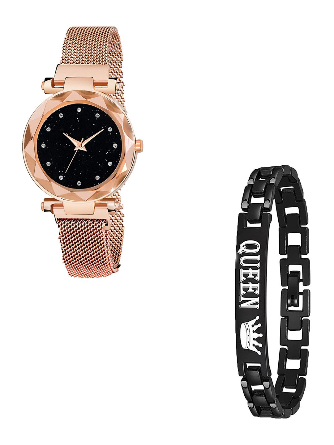 CSAMON Women Watch And Bracelet Gift Set GR_379_Rose Gold_12 Queen Bracelet