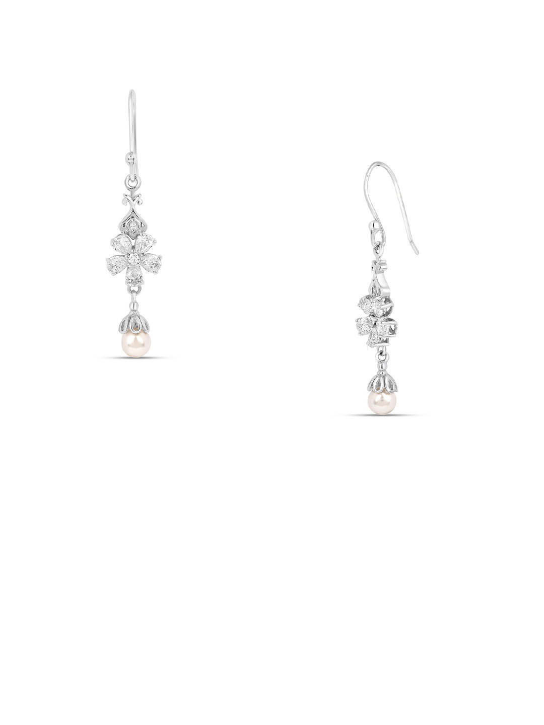 ROOVI Women Floral 925 Silver Dangler Drop Earrings