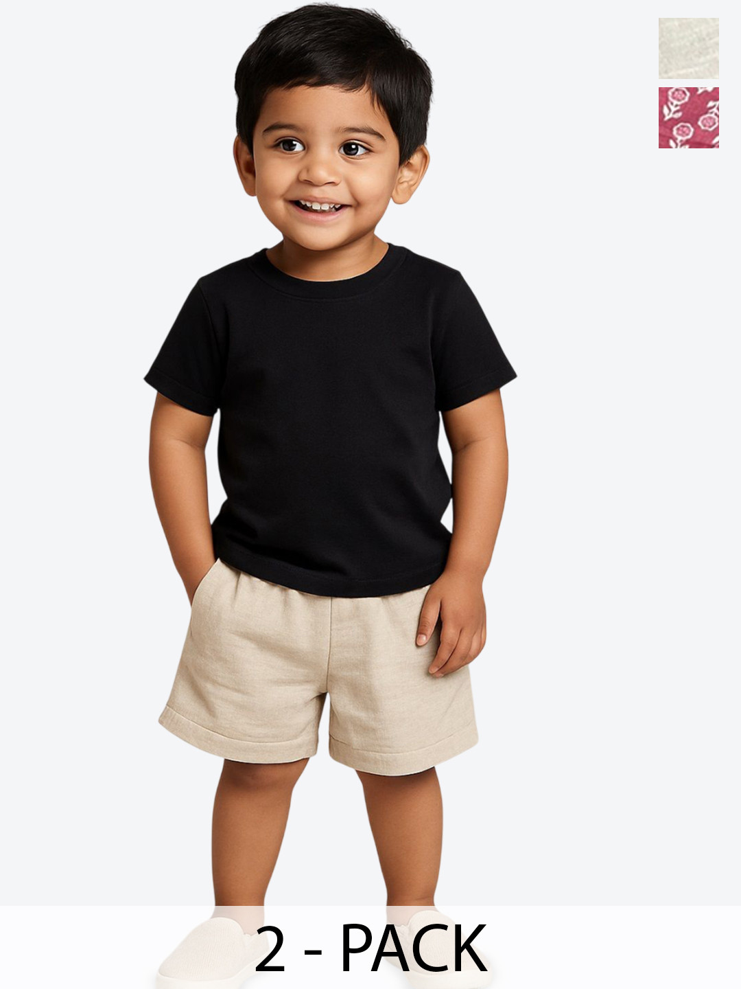 Pum Pum Boys Pack Of 2 Floral Printed Mid-Rise Coton Shorts