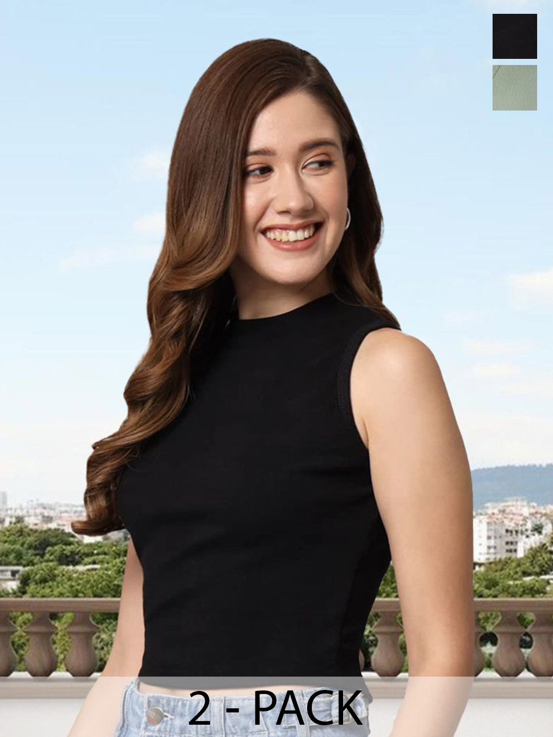 Unicus Apparel Pack Of 2 Ribbed Tank Crop Top