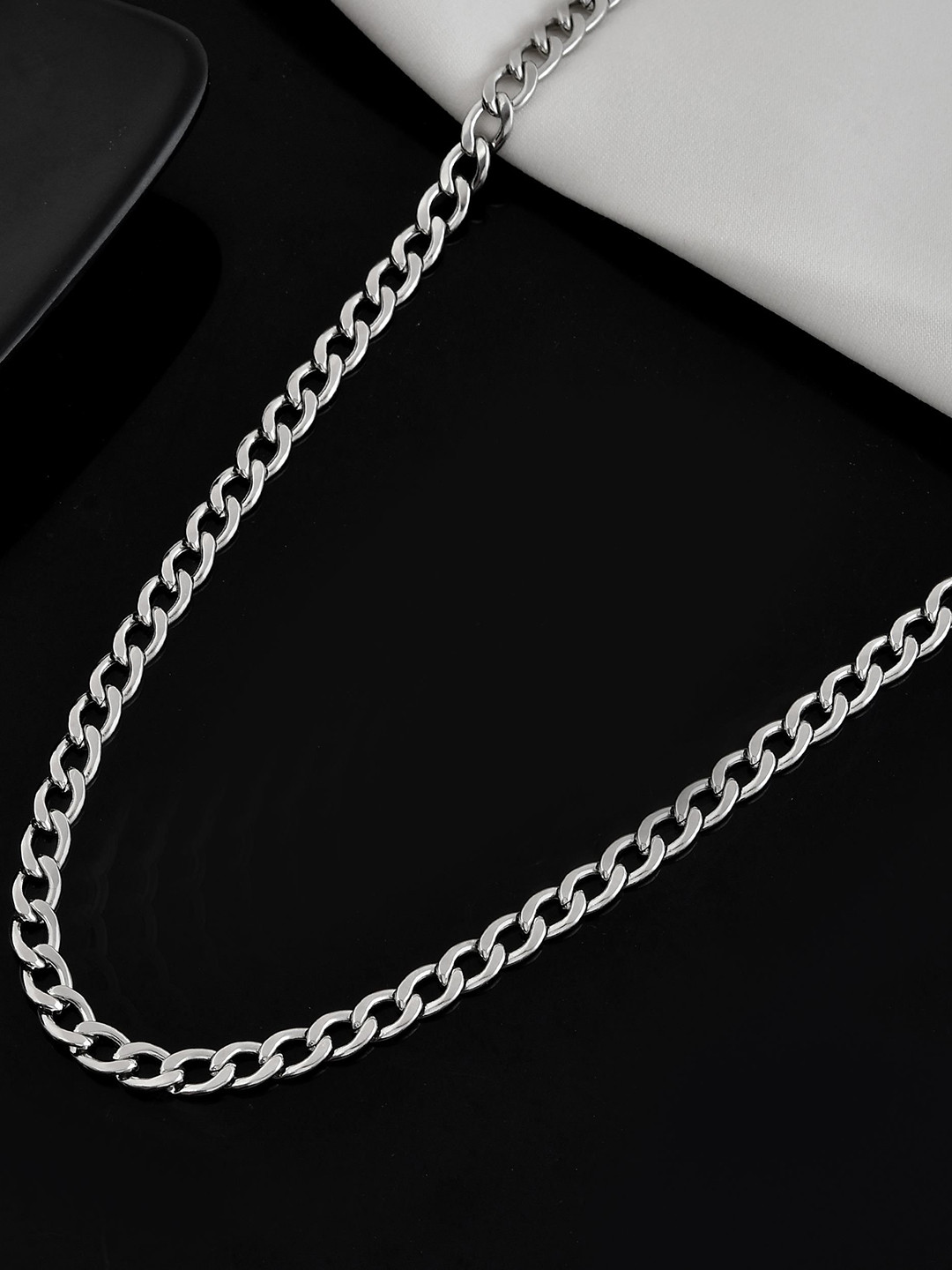 VOJ Men Silver-Plated Brass Thick Linked Chain