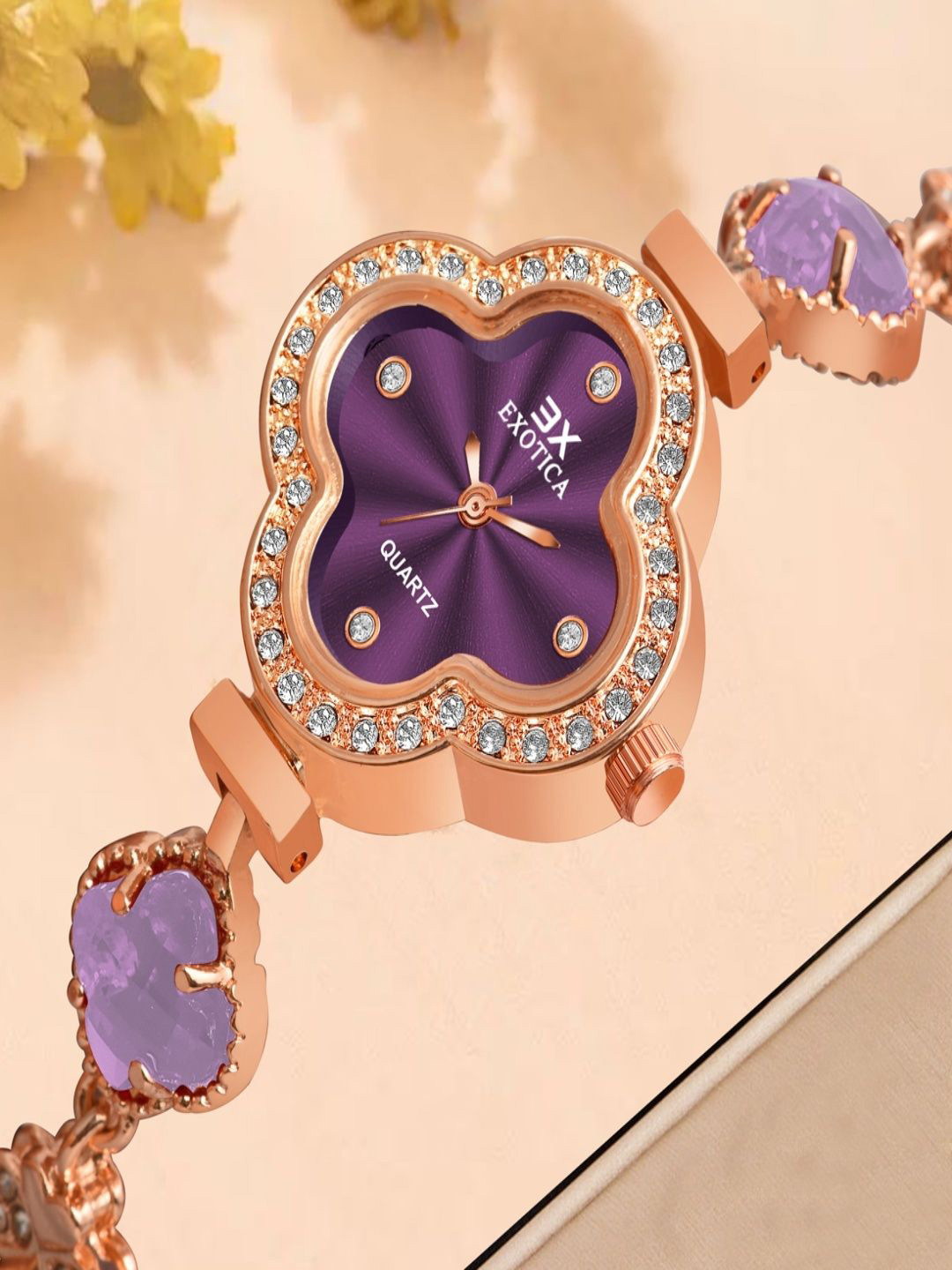 Exotica Fashion Women Embellished Asymmetric Foldover Regular Analogue Watch-EX-238-RG