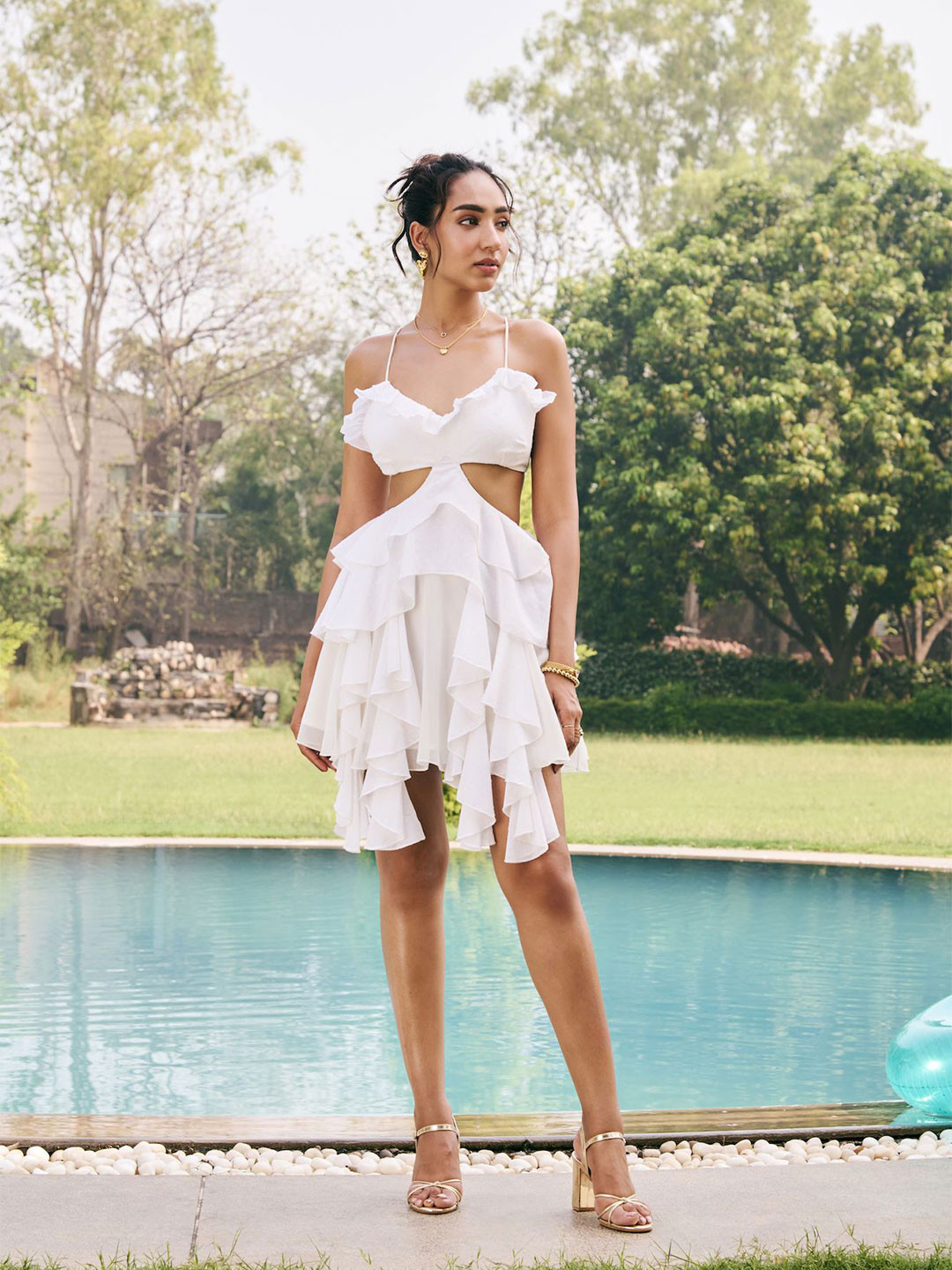 Lea Clothing Co. Women Vienna White Ruffle Dress