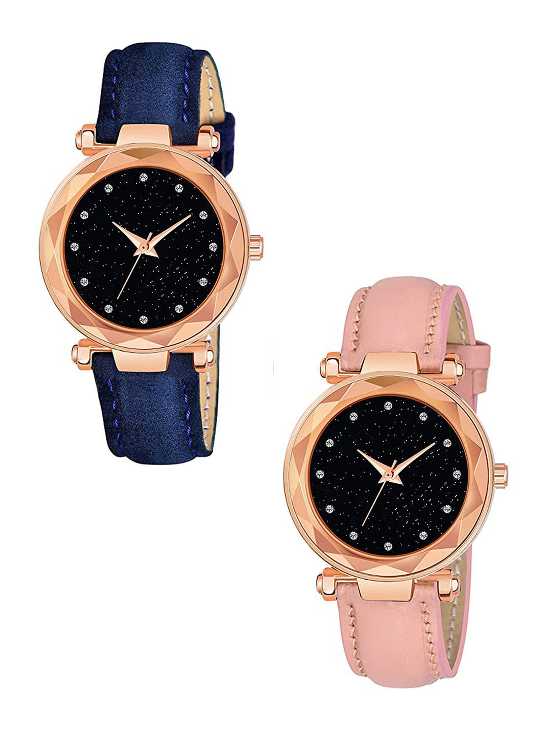 Gopal Shopcart Unisex Embellished Dial & Straps 2 Watch GR379RG 12D BLU Vel PINK G L