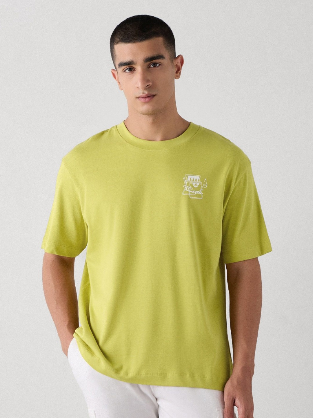 Red Flame Typography Printed Drop-Shoulder Sleeves Pure Cotton T-Shirt