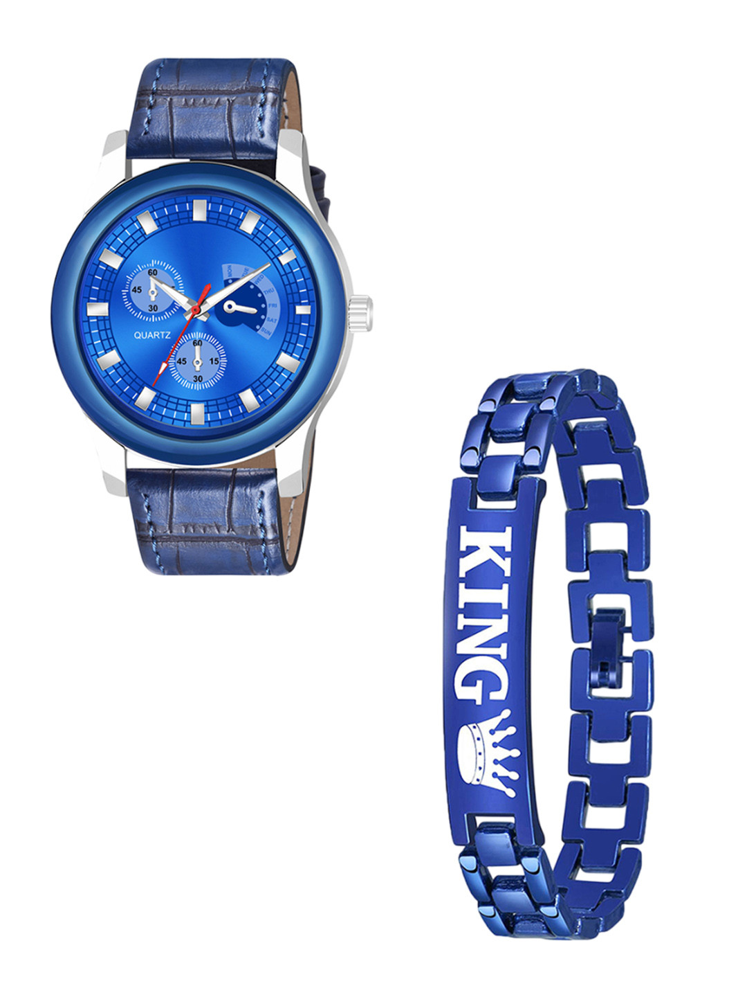 CSAMON Men Watch And Bracelet Gift Set B9050 BLUAeviyo Slilm L K Bracelet