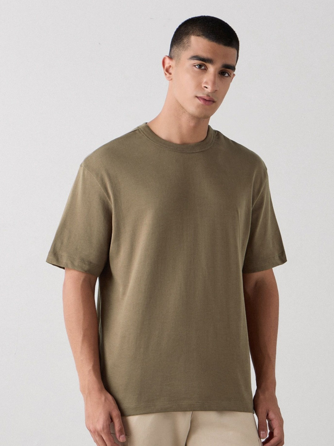 Red Flame Crew Neck Drop-Shoulder Sleeves Pure Cotton T-Shirt