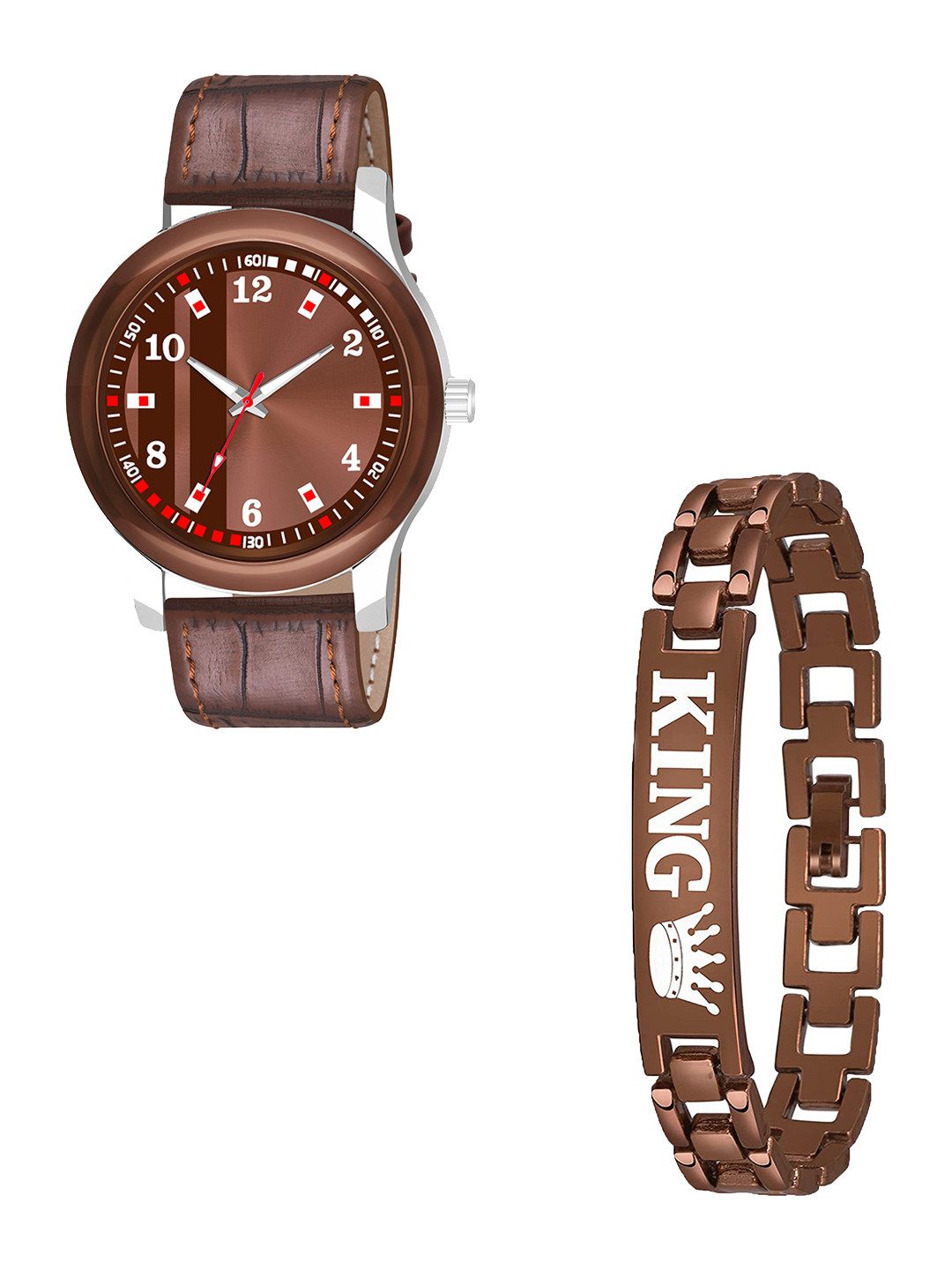 Gopal Shopcart Unisex Analogue Watch with King Print Bracelet Gift Set