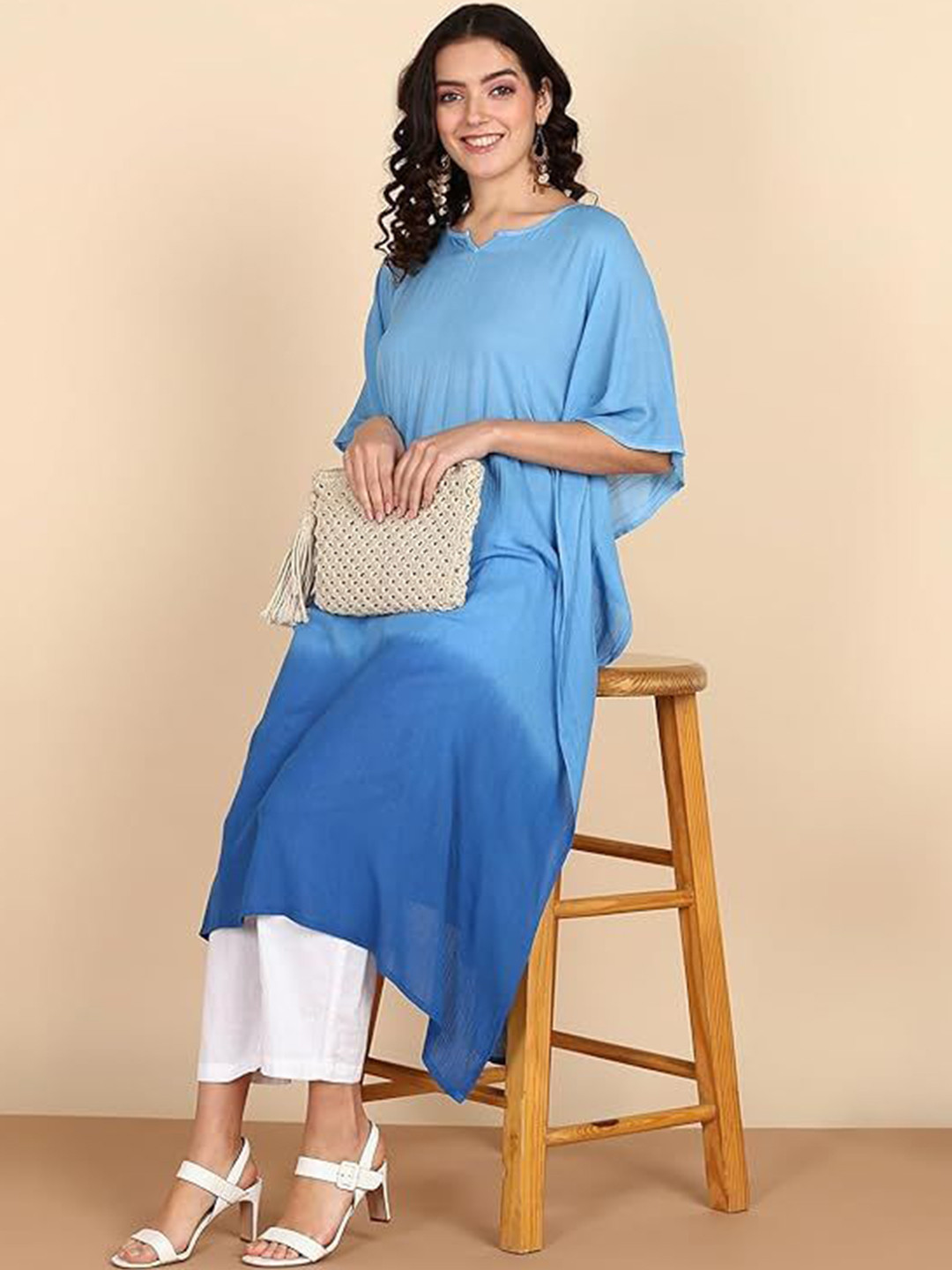 PinkTribe Tie & Dye Round Neck Kaftan Kurta