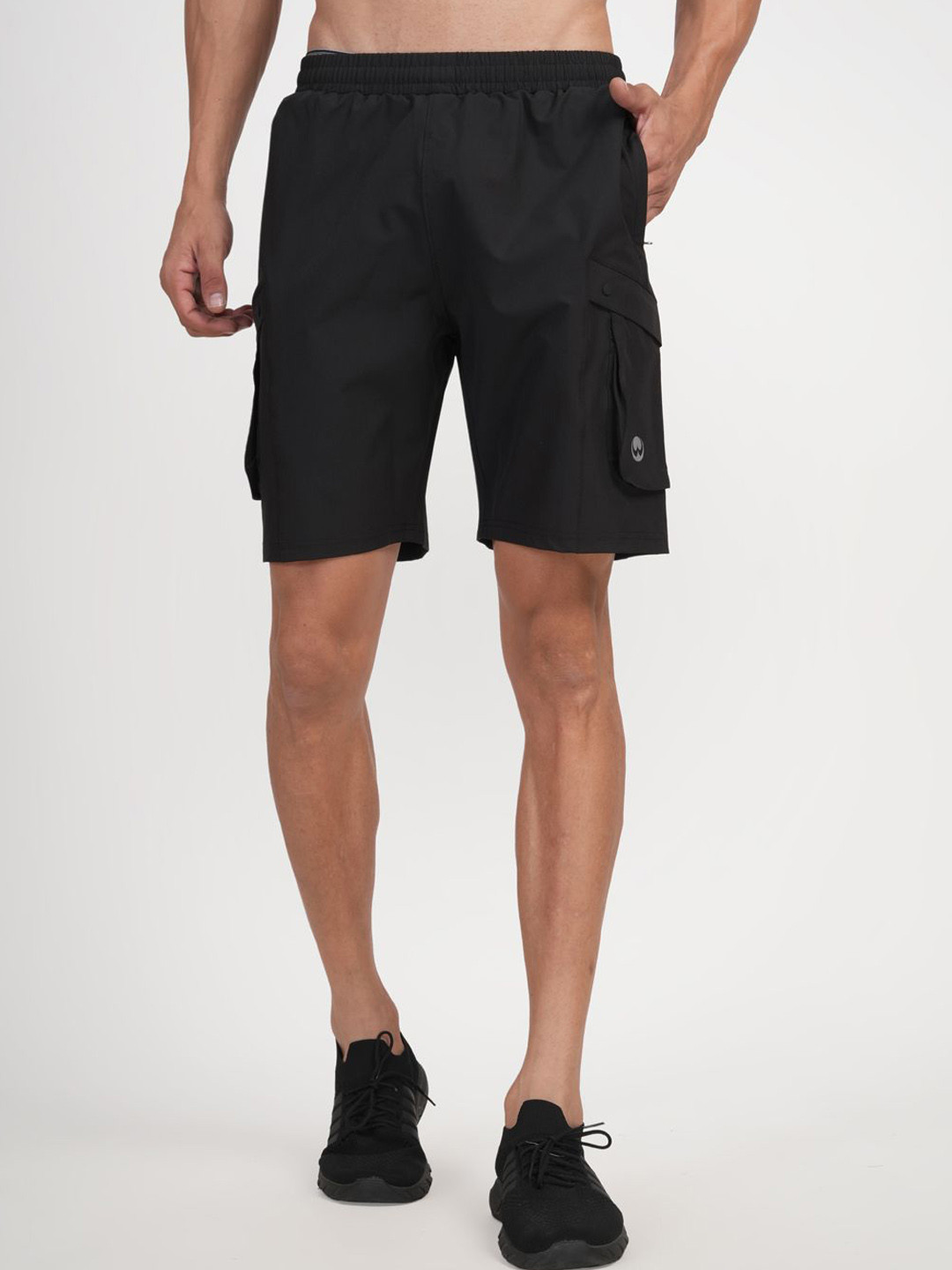 OLWEN Men Brand Logo Printed Low-Rise Cargo Styles Sports Shorts