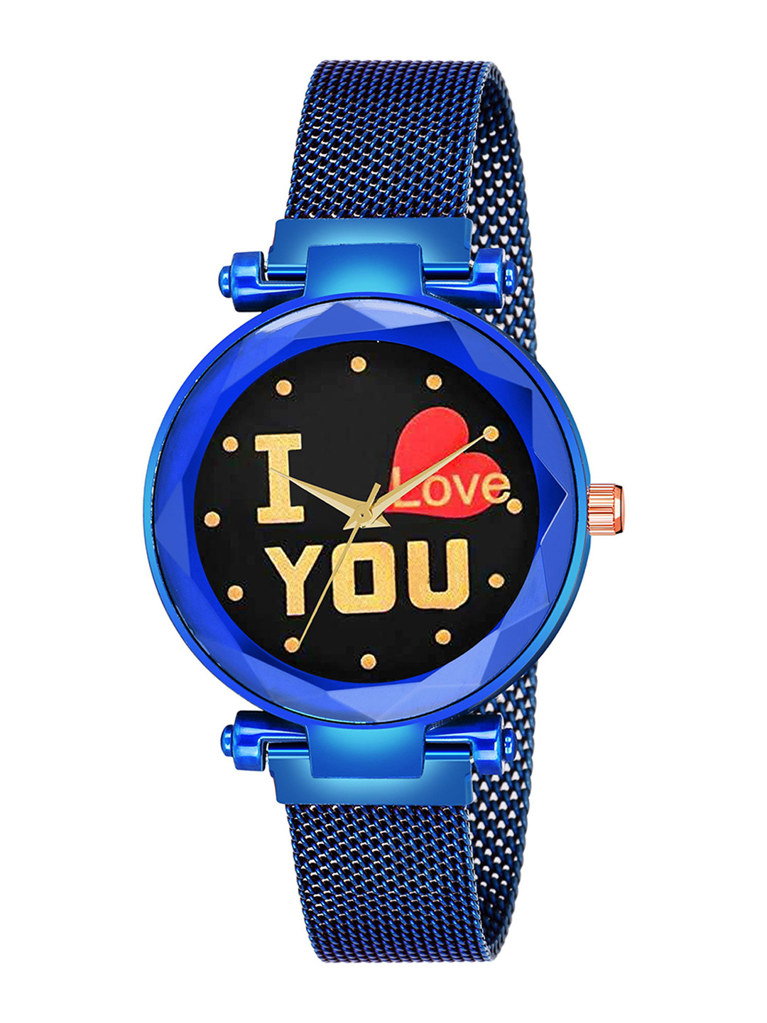 CSAMON Women Printed Bracelet Style Straps Analogue Watch Blue Love You Maganet
