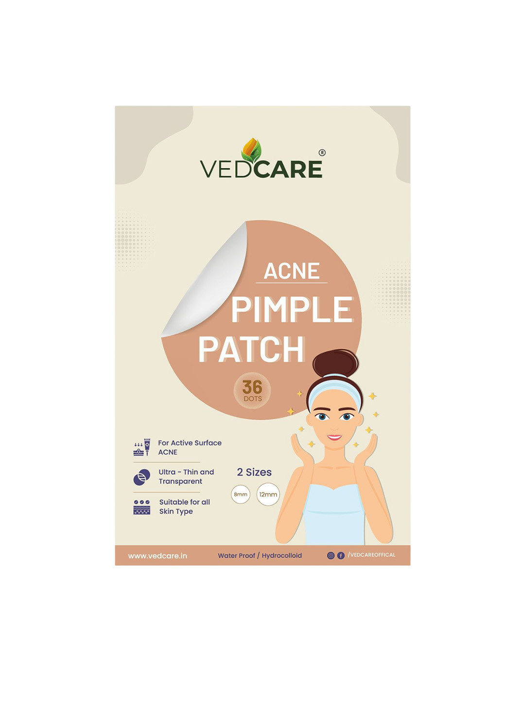 Vedcare Acne Hydrocolloid Waterproof Pimple Patch - 36 Pcs