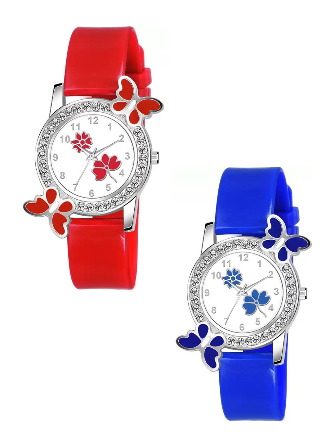 Gopal Shopcart Women Pack Of 2 Dial & Straps Analogue Watch 328 RED315 BLU315