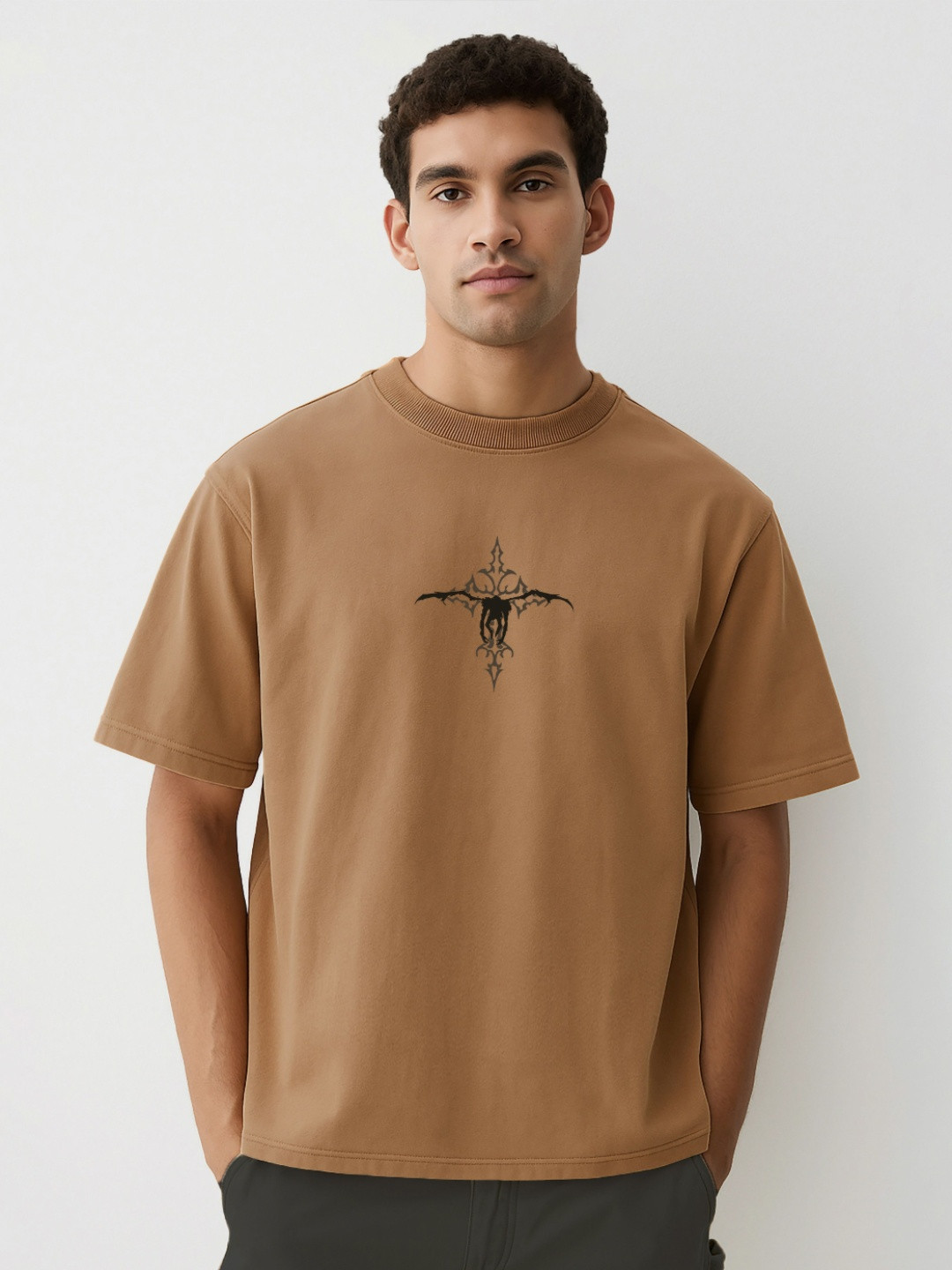 WHITE HUSK Death Note Anime Printed Oversized Cotton T-shirt