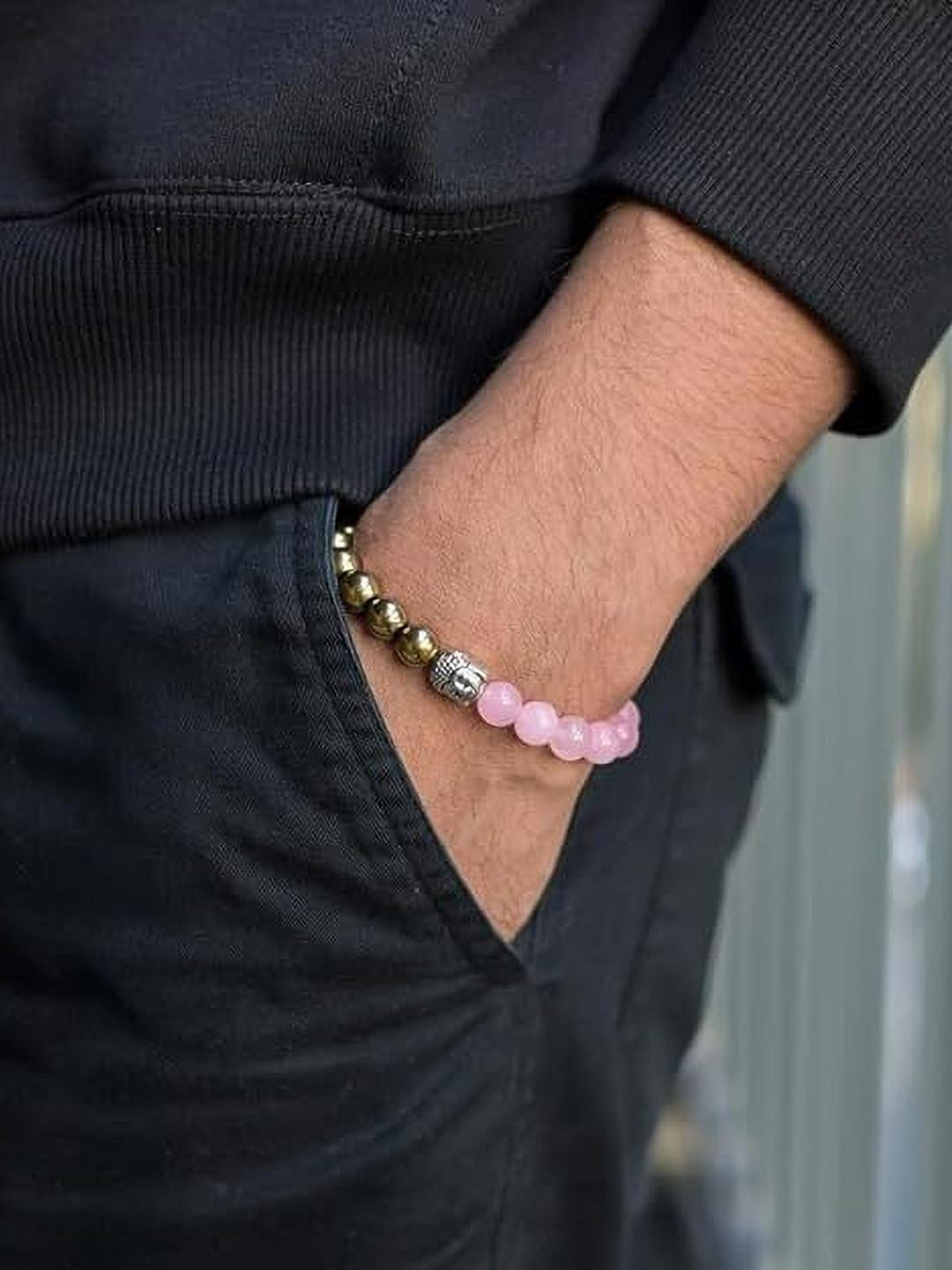 VIBESLE Unisex Rose & Gold Quartz Bracelet with Buddha Charm