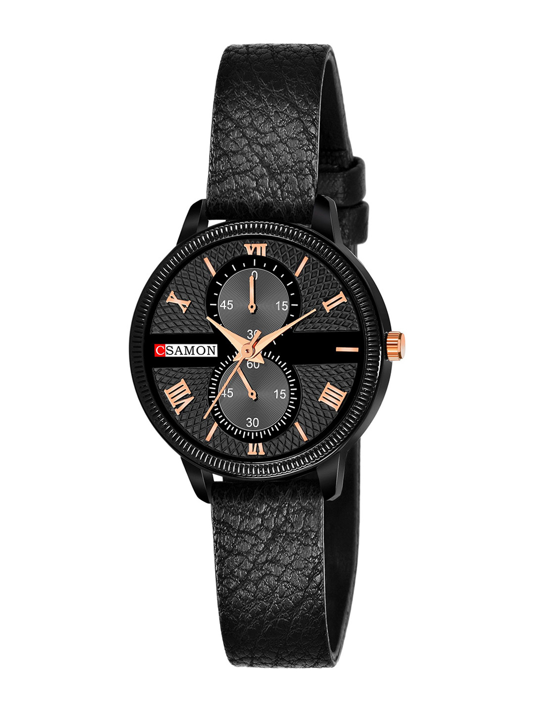 CSAMON Women Textured Dial & Leather Straps Analogue Watch Csamon_09_black WoMen