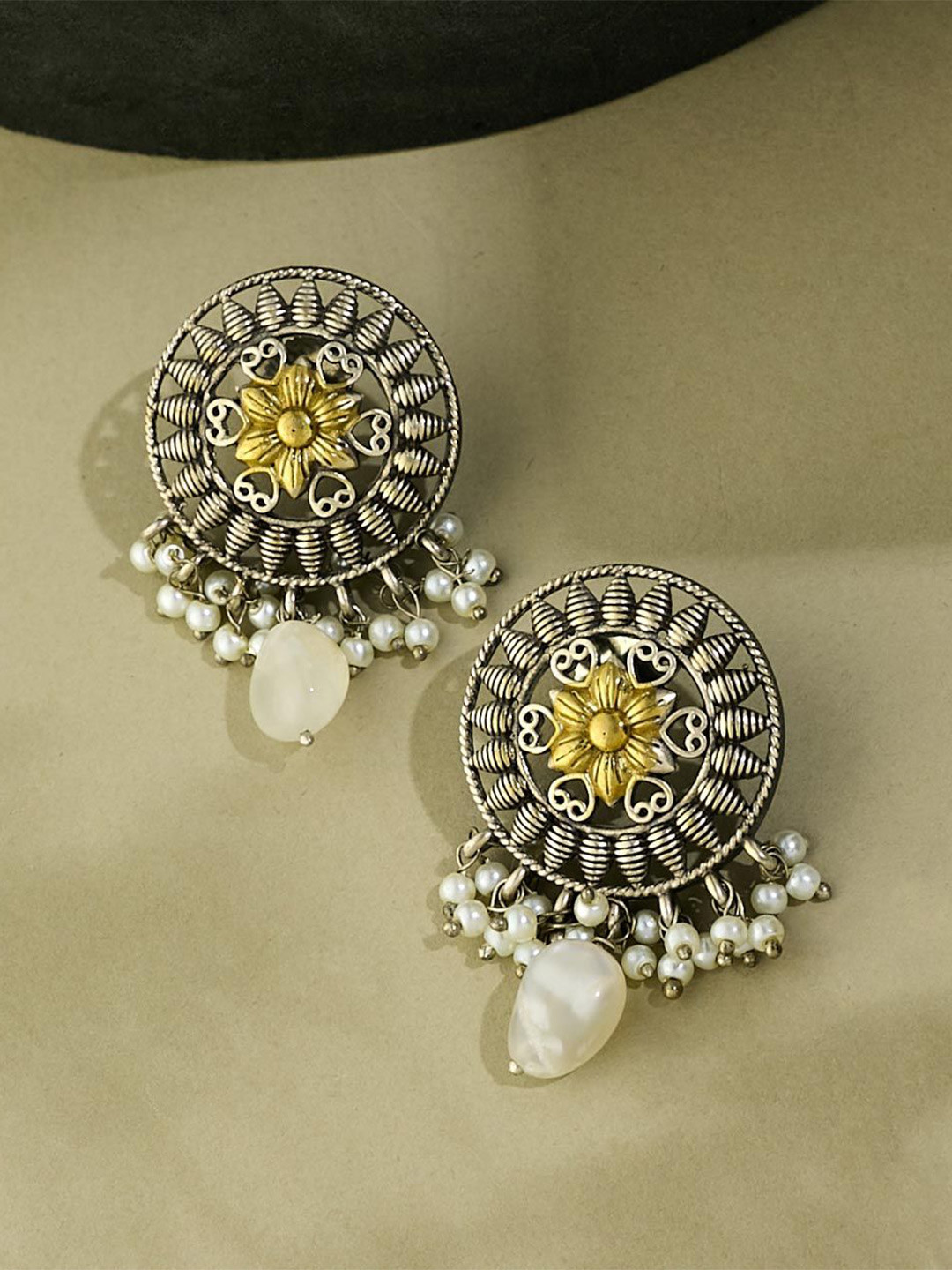 Fabindia Women Circular Metal Studs Earrings