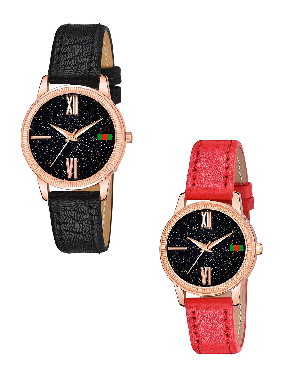 CSAMON Pack of 2 Women Embellished Analogue Round Casual Watch - C25RG Roman L