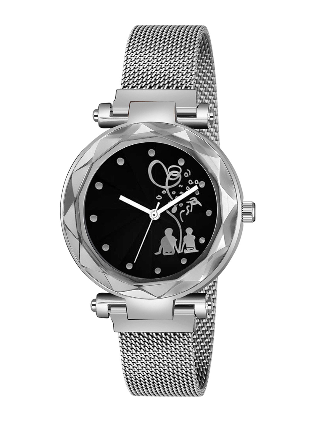 CSAMON Women Printed Dial & Magnetic Strap Analogue Watch Bethu couple Silver Maganet