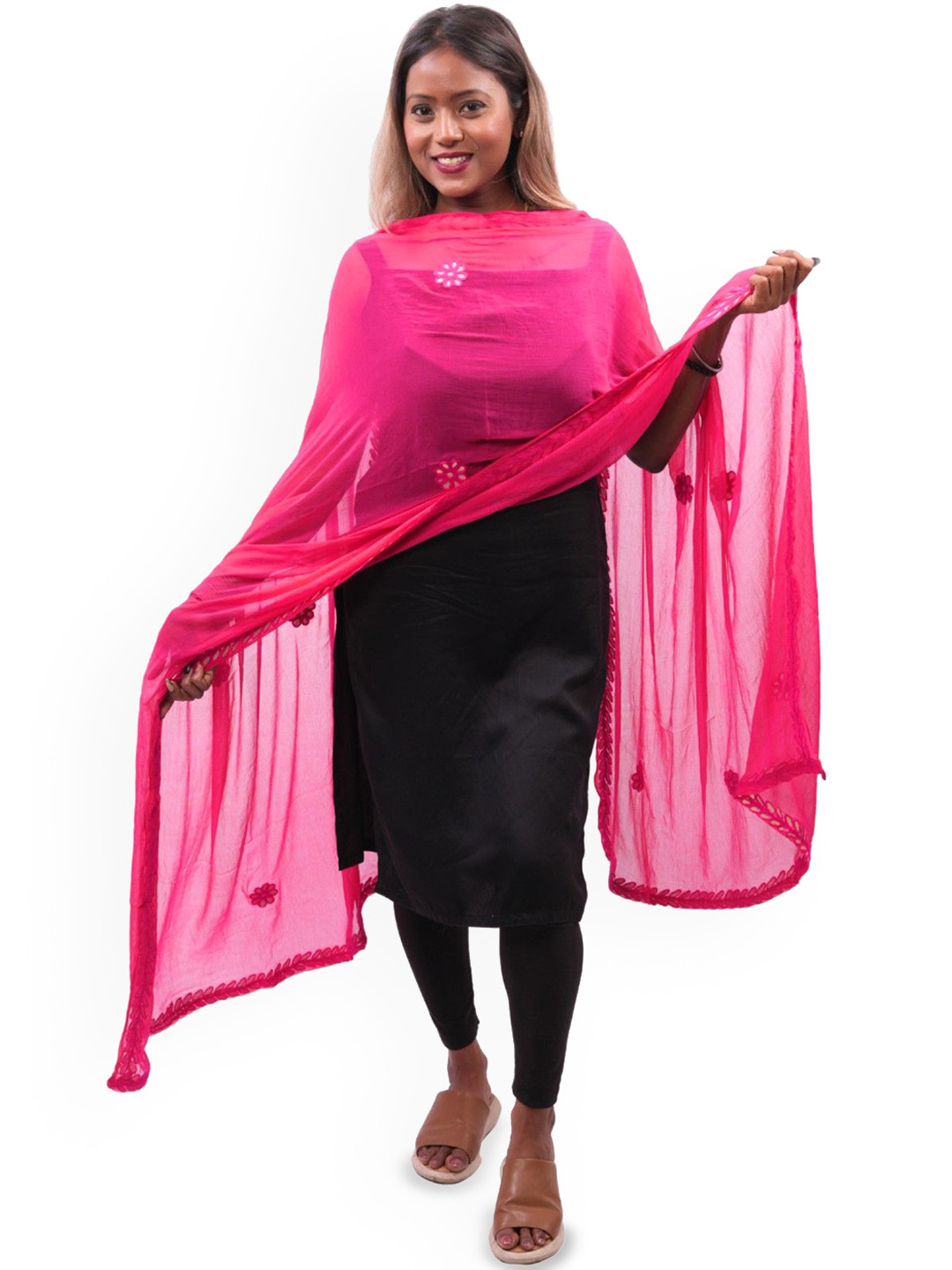 URBAN KANYA Embroidered Chiffon Dupatta