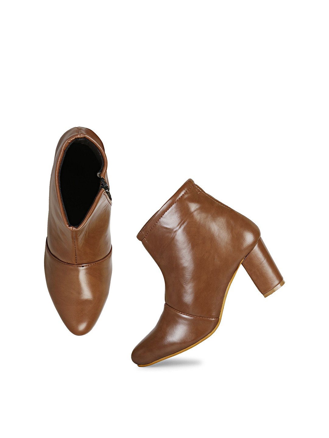 Ishransh Women Casual Block-Heeled Zipper Regular Ankle Boots