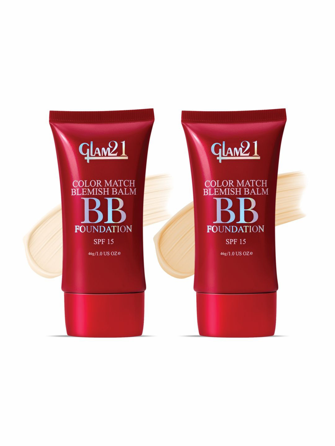GLAM21 Set Of 2 Color Match SPF 15 BB Foundation 46g Each - Medium Tan 05-Light Medium 03