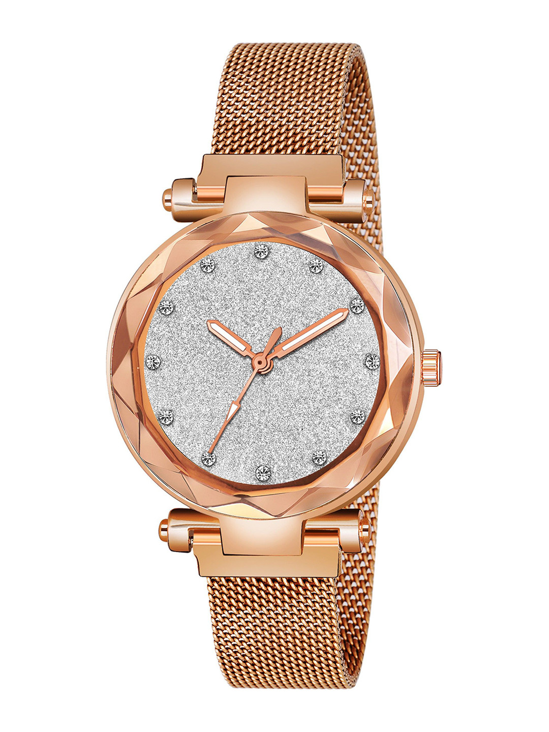 CSAMON Women Embellished Dial & Bracelet Style Straps Analogue Watch GR_3-79_RoseGold