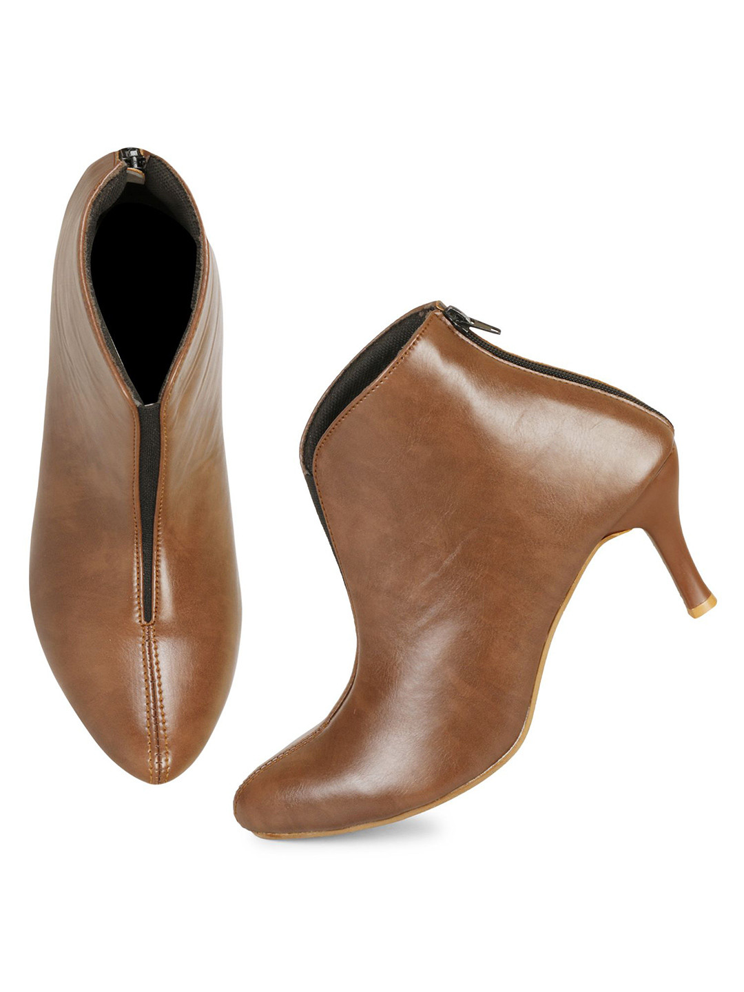 Ishransh Women Casual Kitten-Heeled Zipper Regular Ankle Boots