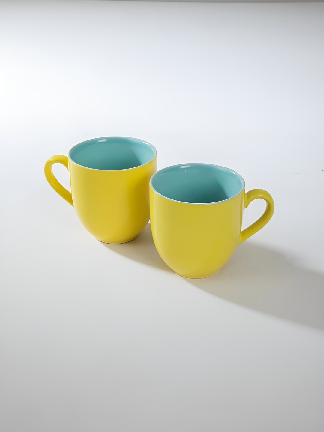 FREEDOM TREE Unisex Set o 2 Yellow & Blue Ceramic Matte Mugs Set - 200 ml