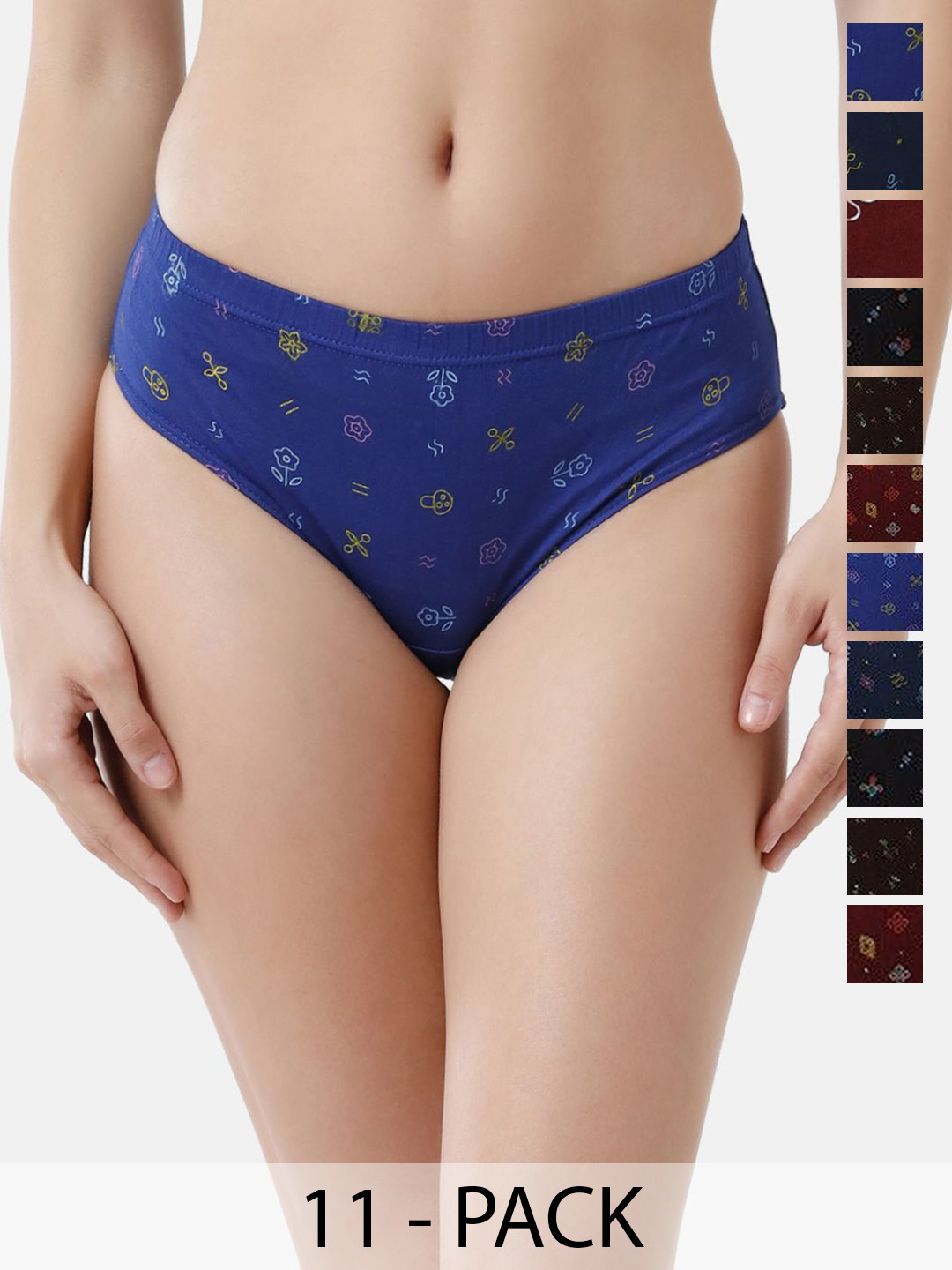 Rupa Jon Pack Of 11 Printed Combed Cotton Assorted Basic Briefs Rupa-Jon-Aishwarya-Printed