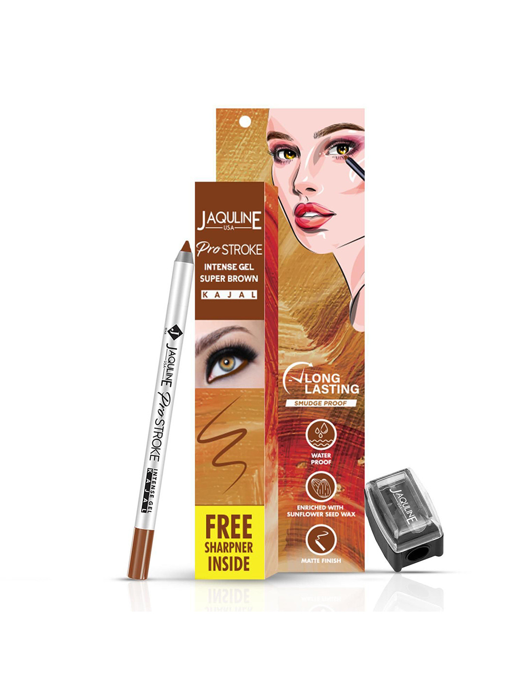 Jaquline USA Pro Stroke Intense Gel Kajal- Super Brown