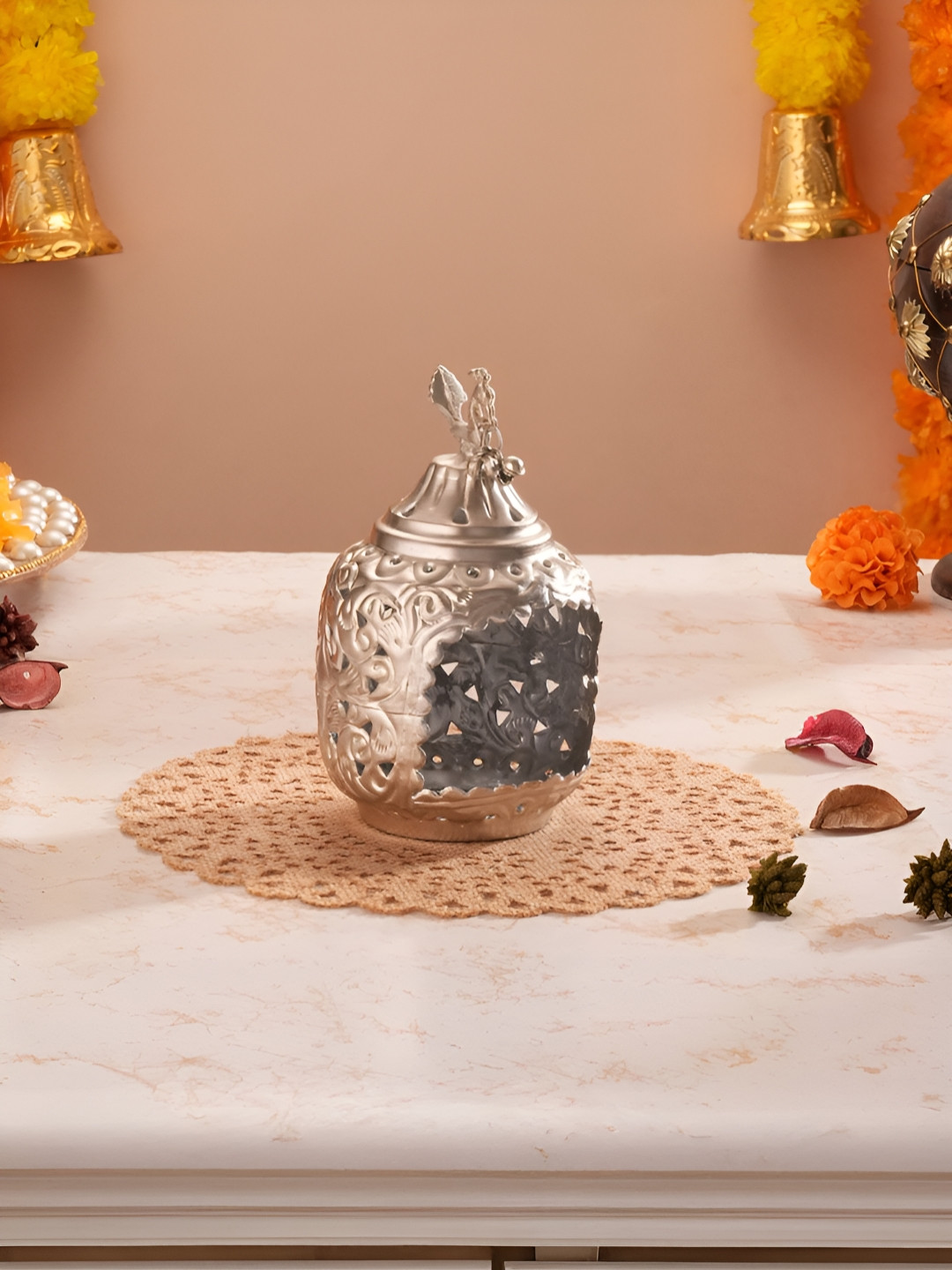 Homspurts Silver DivineNest Antique Diya