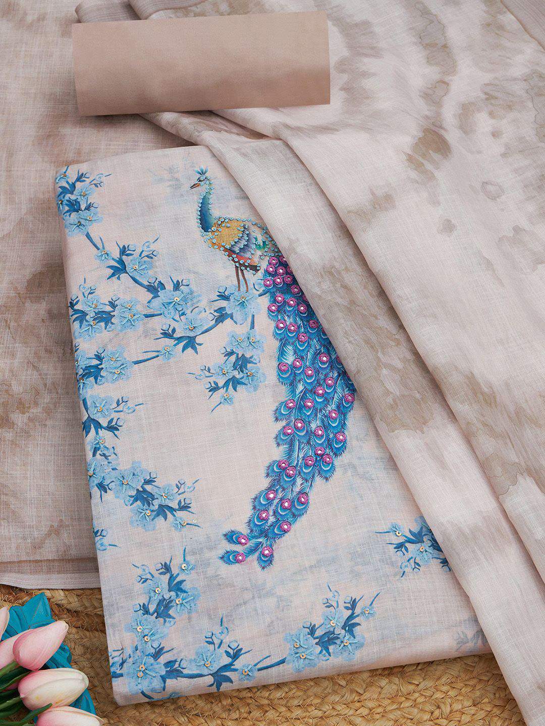 Soch Boranical Printed Linen Unstitched Dress Material