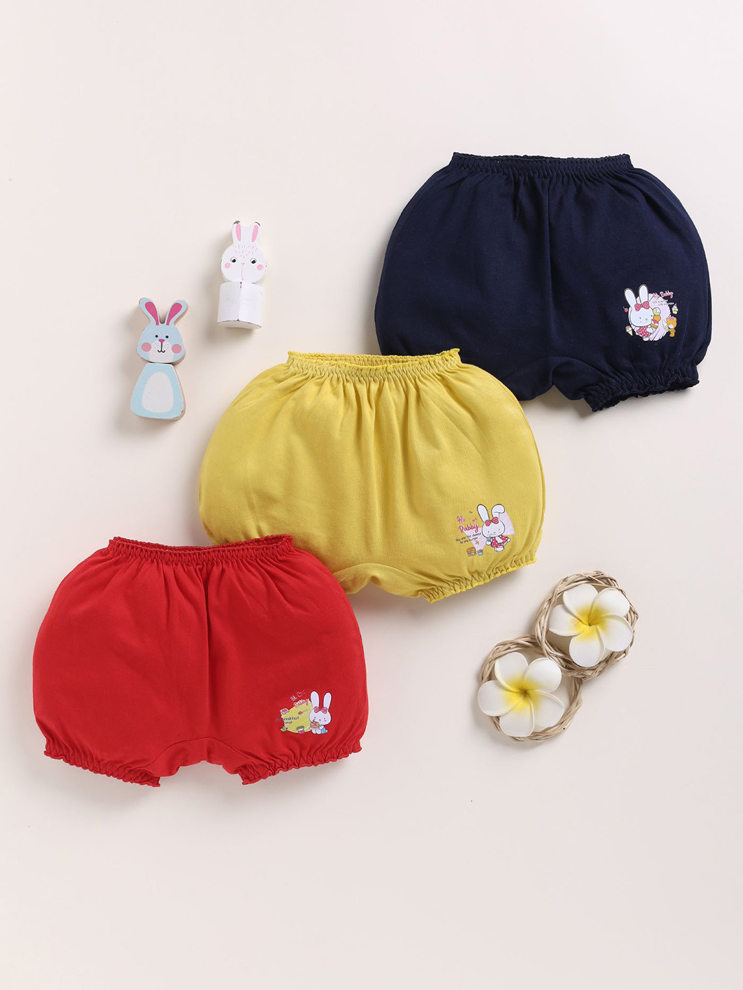 Redden Infant Girls Pack Of 3 Assorted Pure Cotton Mid-Rise Bloomer Briefs R1-Z33-PK3