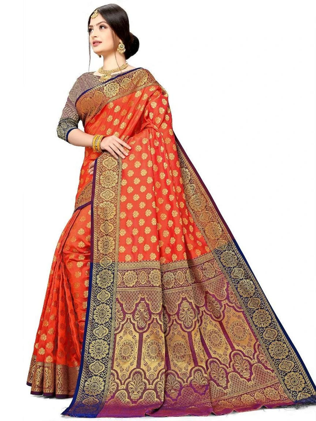 AKSH FASHION Magenta Silk Blend  Sarees