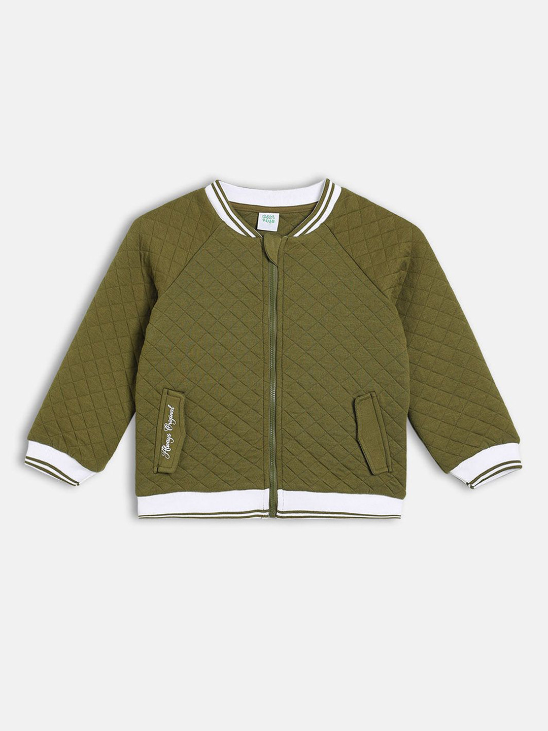 MINI KLUB Girls Stand Collar Self Design Padded Jacket