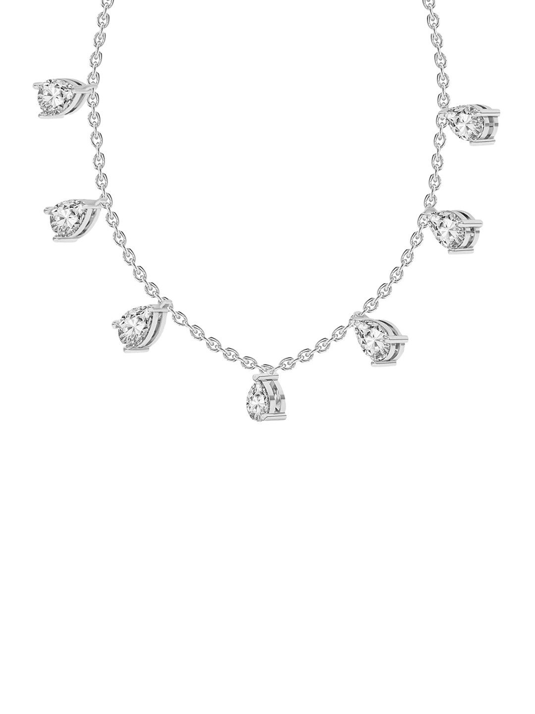 Sparkles 14KT White Gold Lab Grown Diamond 1.19 Ct Pear Shape Diamond Necklace